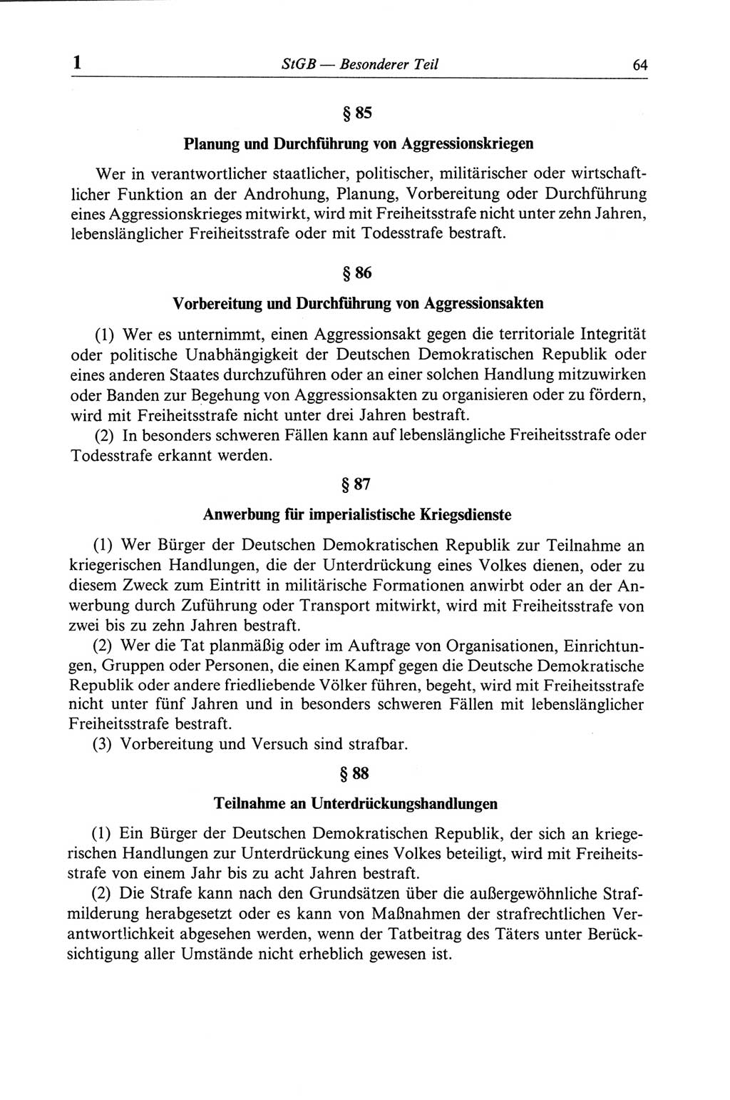 Strafgesetzbuch (StGB) der Deutschen Demokratischen Republik (DDR) und angrenzende Gesetze und Bestimmungen 1968, Seite 64 (StGB Ges. Best. DDR 1968, S. 64)