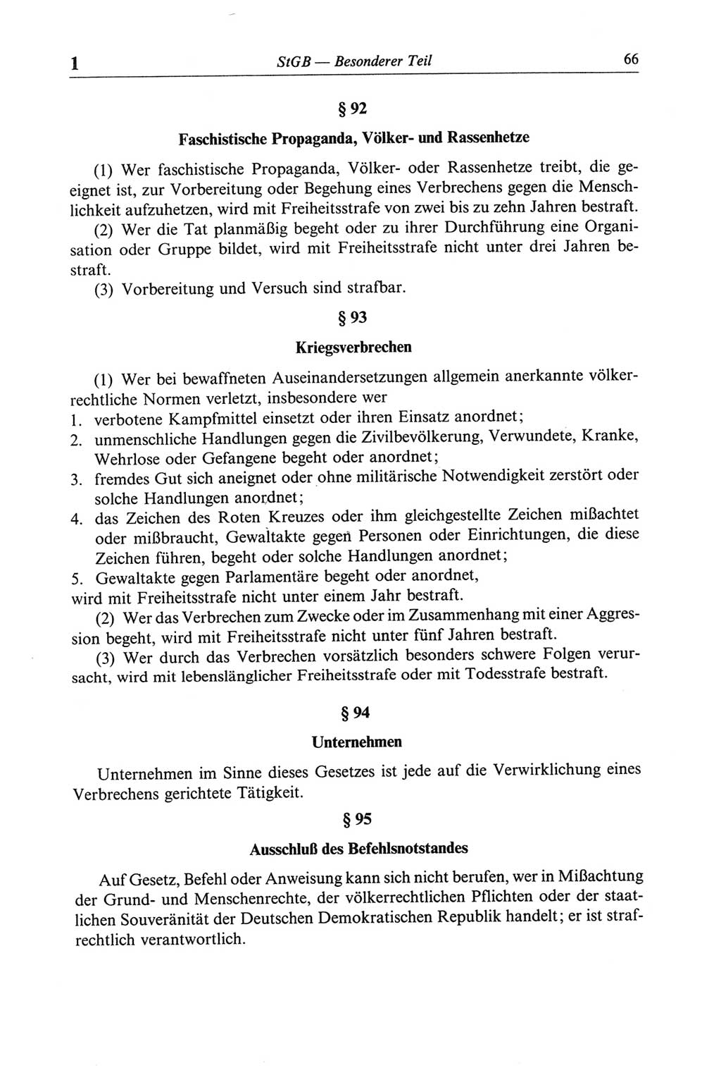 Strafgesetzbuch (StGB) der Deutschen Demokratischen Republik (DDR) und angrenzende Gesetze und Bestimmungen 1968, Seite 66 (StGB Ges. Best. DDR 1968, S. 66)
