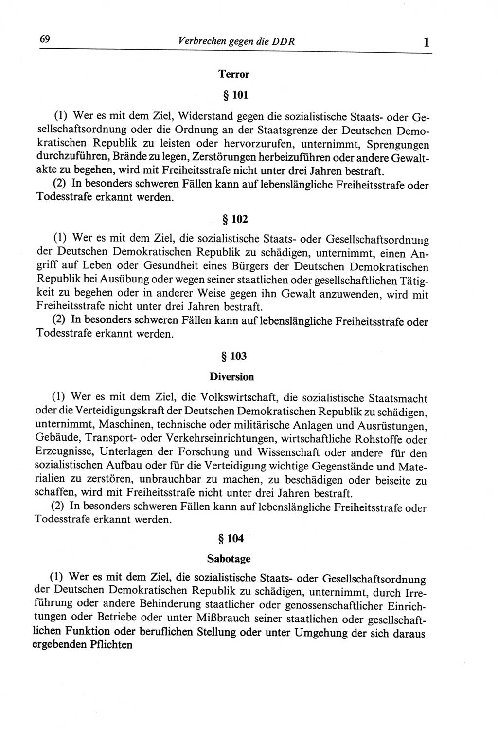 Strafgesetzbuch (StGB) der Deutschen Demokratischen Republik (DDR) und angrenzende Gesetze und Bestimmungen 1968, Seite 69 (StGB Ges. Best. DDR 1968, S. 69)