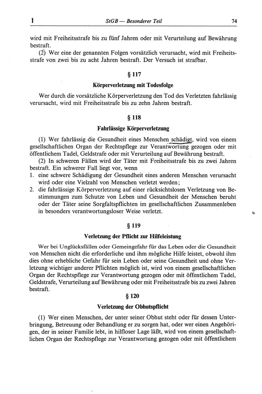 Strafgesetzbuch (StGB) der Deutschen Demokratischen Republik (DDR) und angrenzende Gesetze und Bestimmungen 1968, Seite 74 (StGB Ges. Best. DDR 1968, S. 74)