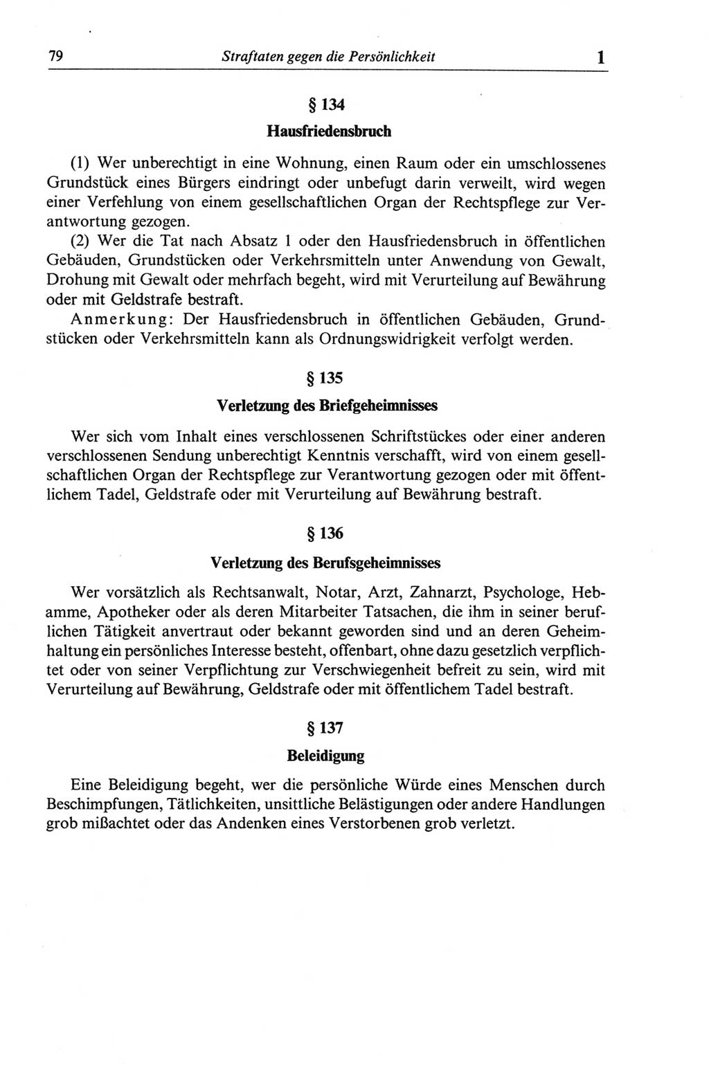 Strafgesetzbuch (StGB) der Deutschen Demokratischen Republik (DDR) und angrenzende Gesetze und Bestimmungen 1968, Seite 79 (StGB Ges. Best. DDR 1968, S. 79)