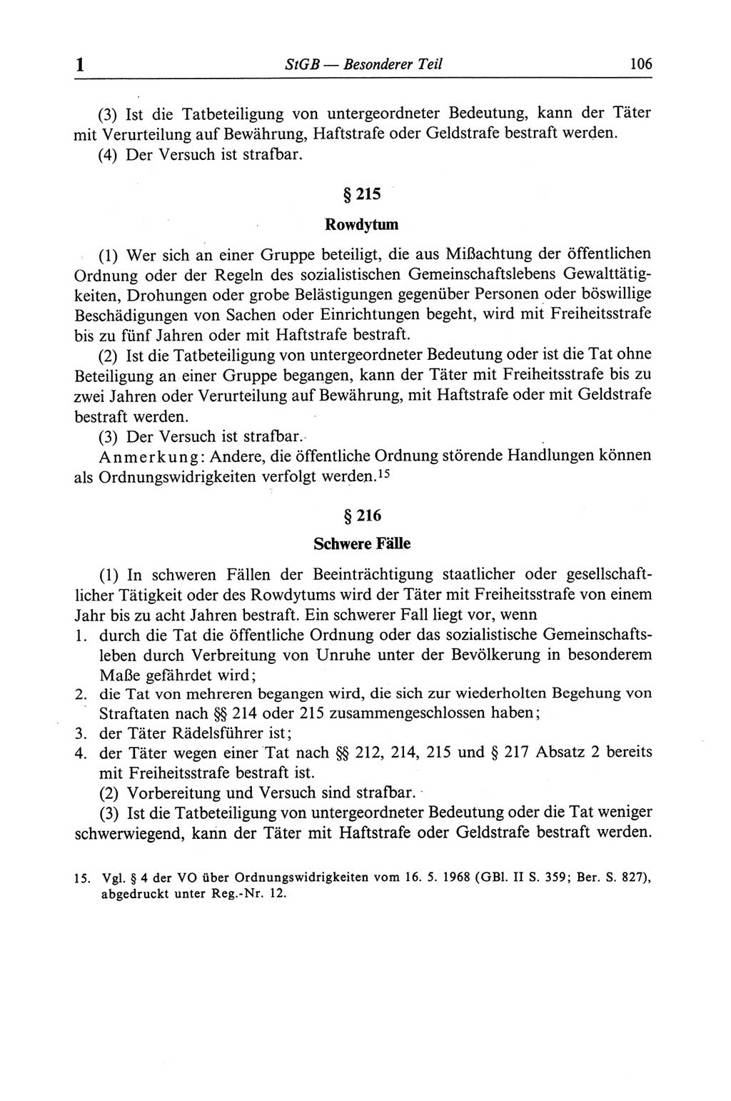 Strafgesetzbuch (StGB) der Deutschen Demokratischen Republik (DDR) und angrenzende Gesetze und Bestimmungen 1968, Seite 106 (StGB Ges. Best. DDR 1968, S. 106)