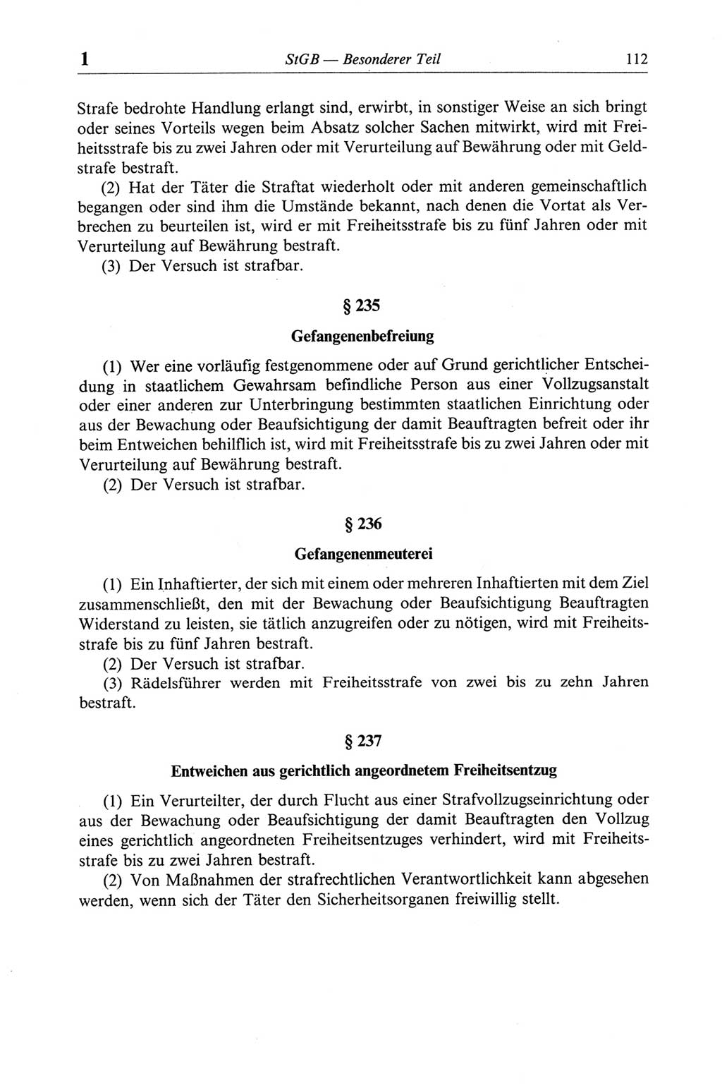 Strafgesetzbuch (StGB) der Deutschen Demokratischen Republik (DDR) und angrenzende Gesetze und Bestimmungen 1968, Seite 112 (StGB Ges. Best. DDR 1968, S. 112)