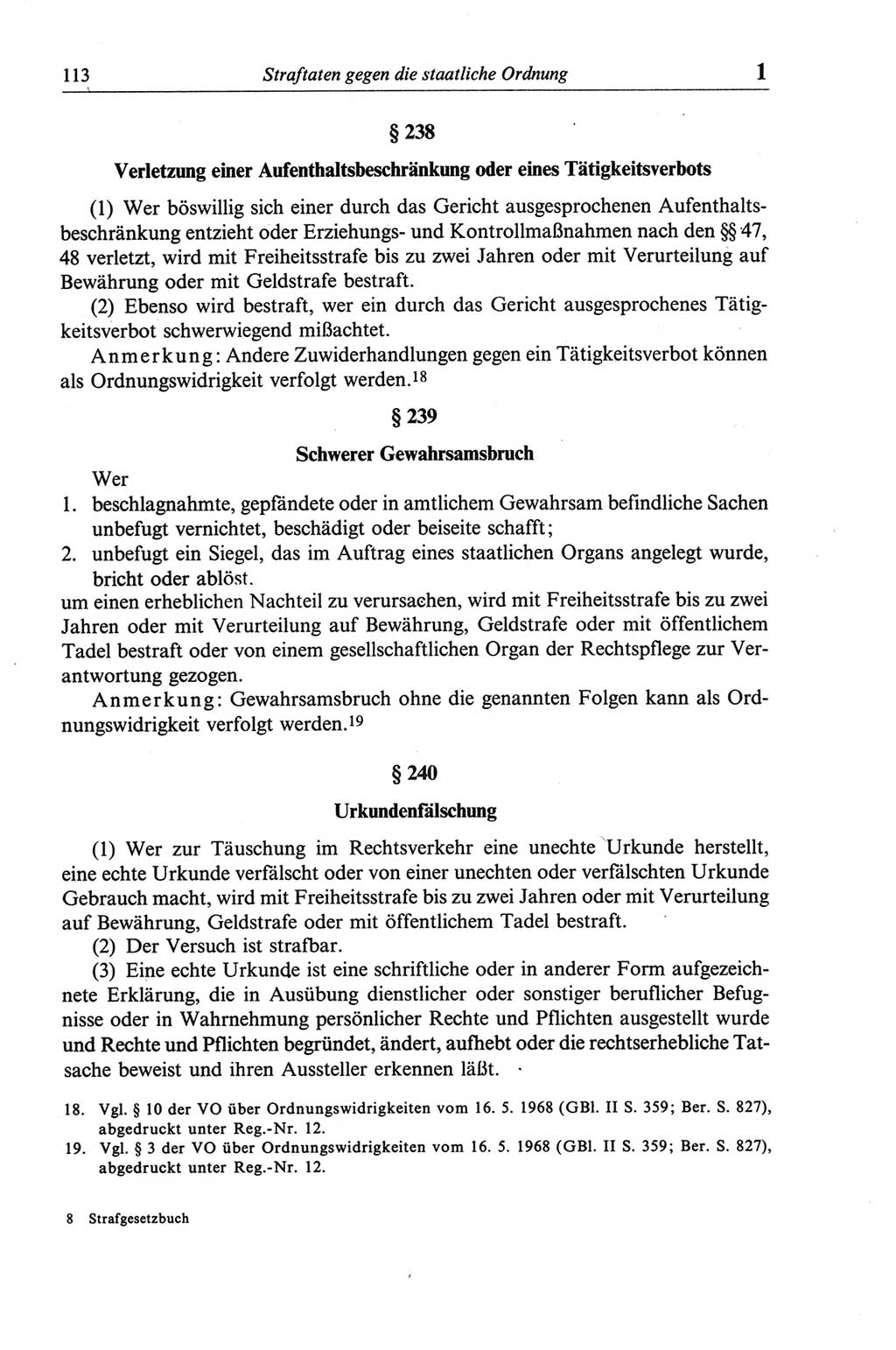 Strafgesetzbuch (StGB) der Deutschen Demokratischen Republik (DDR) und angrenzende Gesetze und Bestimmungen 1968, Seite 113 (StGB Ges. Best. DDR 1968, S. 113)