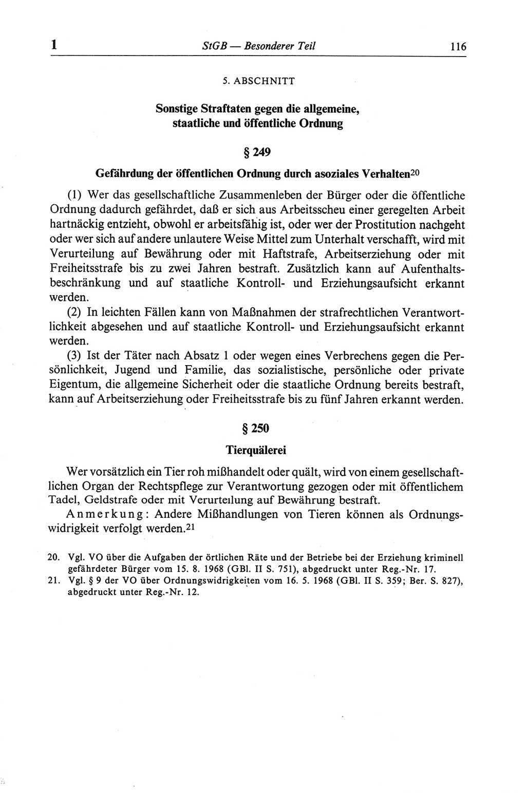 Strafgesetzbuch (StGB) der Deutschen Demokratischen Republik (DDR) und angrenzende Gesetze und Bestimmungen 1968, Seite 116 (StGB Ges. Best. DDR 1968, S. 116)