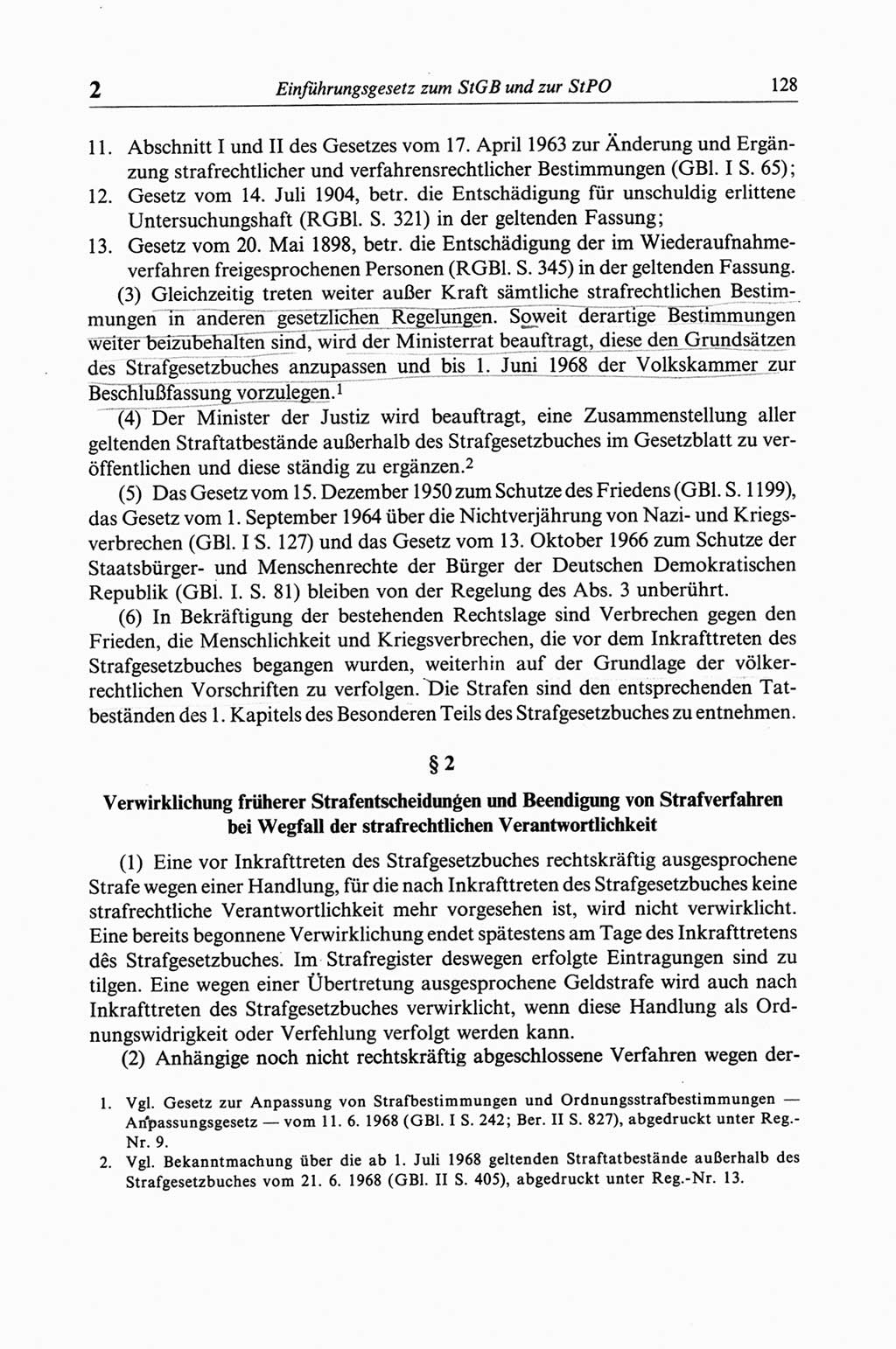 Strafgesetzbuch (StGB) der Deutschen Demokratischen Republik (DDR) und angrenzende Gesetze und Bestimmungen 1968, Seite 128 (StGB Ges. Best. DDR 1968, S. 128)