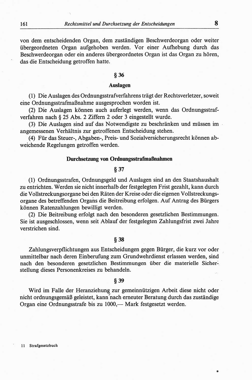 Strafgesetzbuch (StGB) der Deutschen Demokratischen Republik (DDR) und angrenzende Gesetze und Bestimmungen 1968, Seite 161 (StGB Ges. Best. DDR 1968, S. 161)
