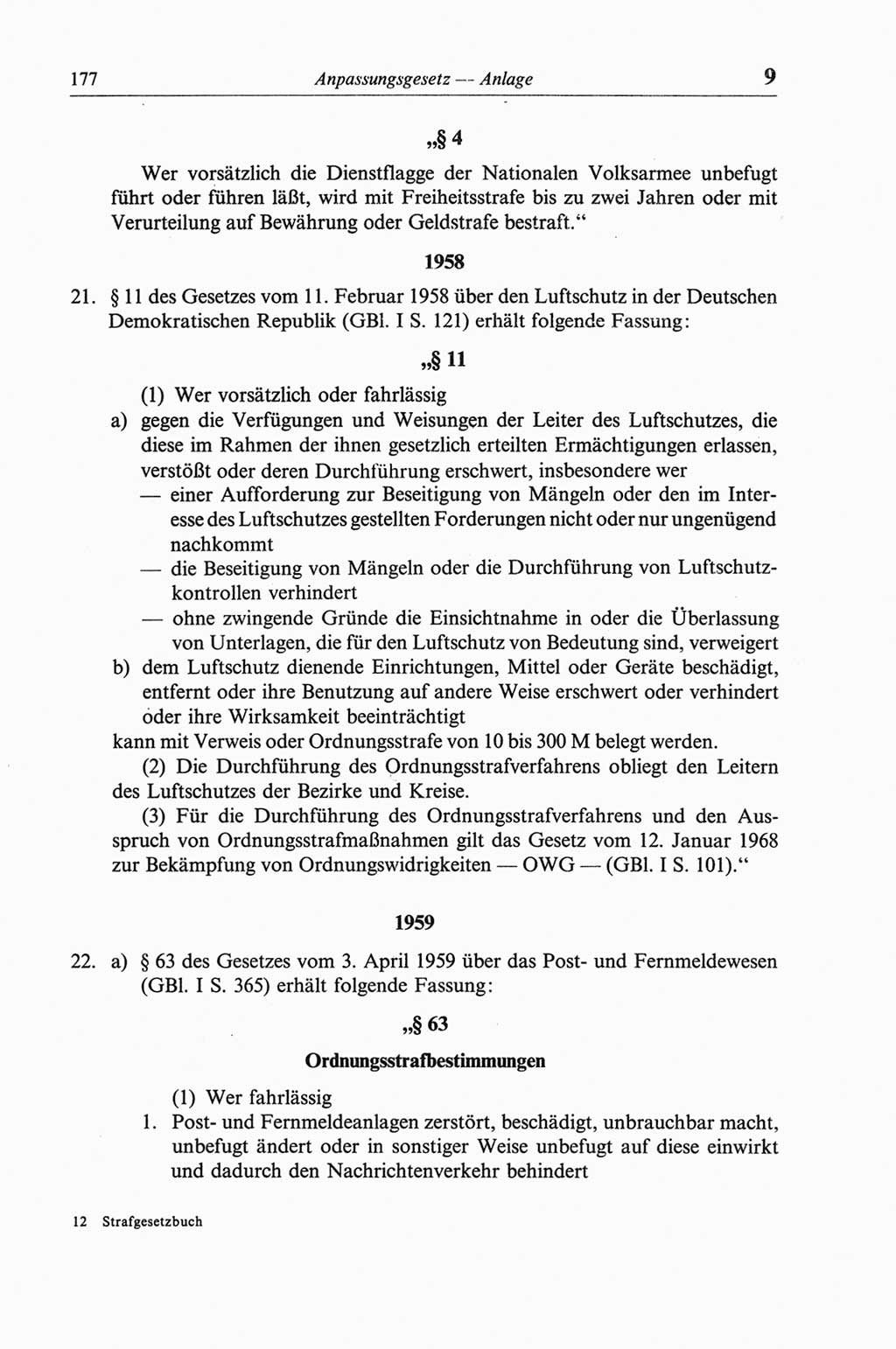 Strafgesetzbuch (StGB) der Deutschen Demokratischen Republik (DDR) und angrenzende Gesetze und Bestimmungen 1968, Seite 177 (StGB Ges. Best. DDR 1968, S. 177)