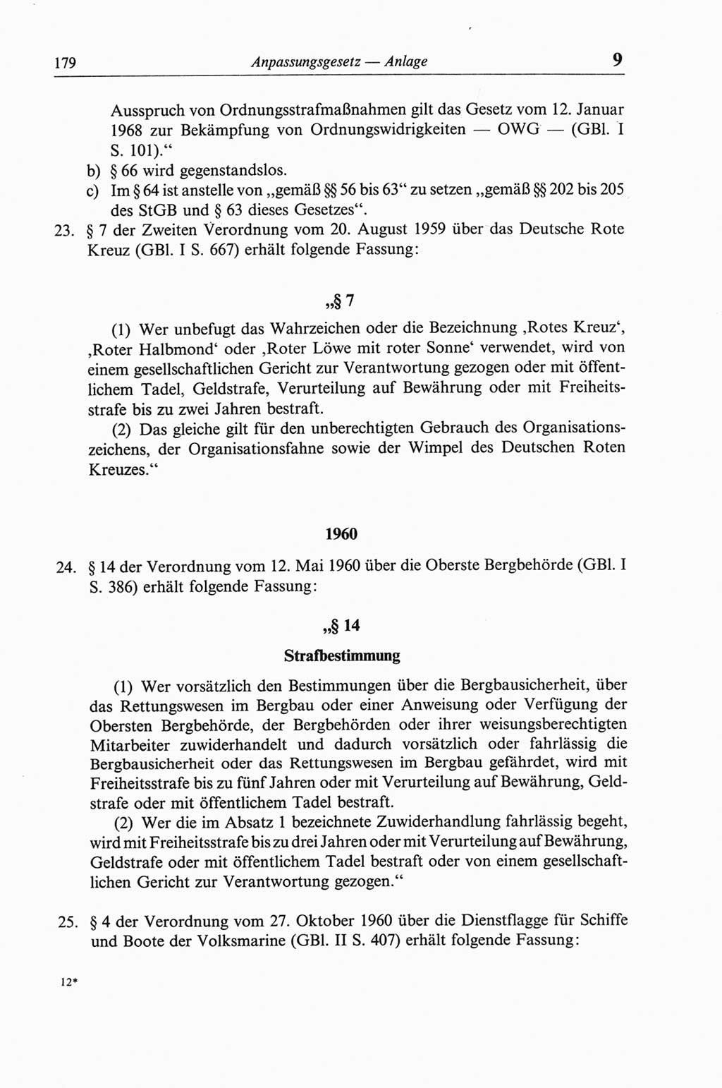 Strafgesetzbuch (StGB) der Deutschen Demokratischen Republik (DDR) und angrenzende Gesetze und Bestimmungen 1968, Seite 179 (StGB Ges. Best. DDR 1968, S. 179)