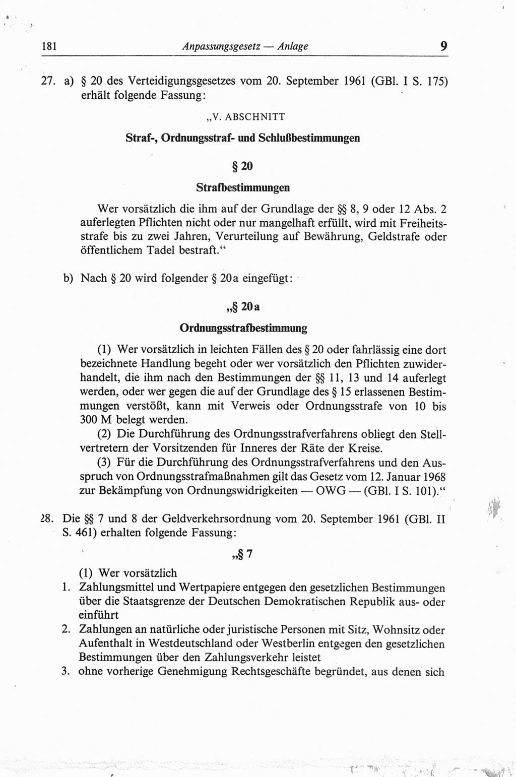 Strafgesetzbuch (StGB) der Deutschen Demokratischen Republik (DDR) und angrenzende Gesetze und Bestimmungen 1968, Seite 181 (StGB Ges. Best. DDR 1968, S. 181)