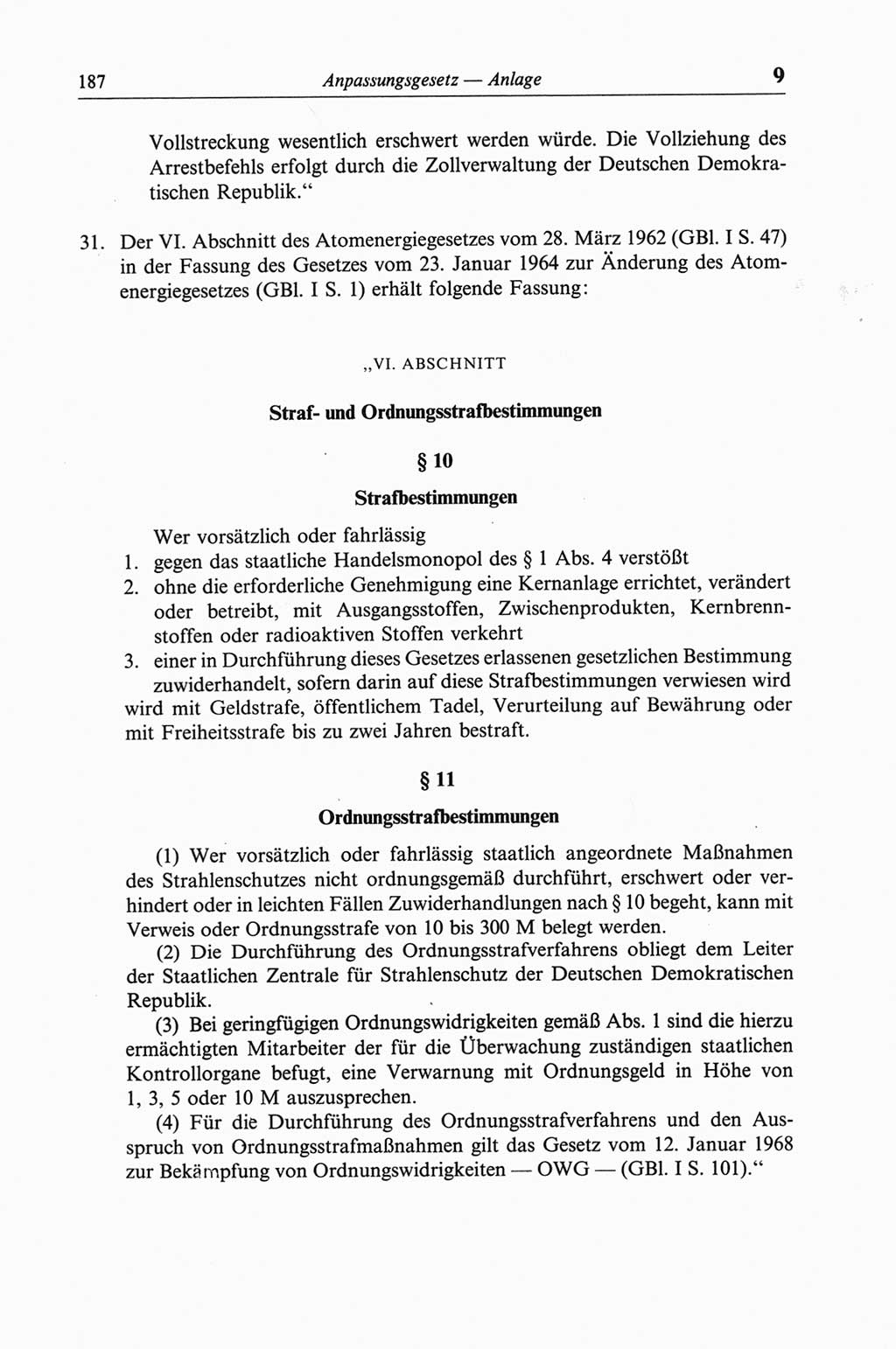 Strafgesetzbuch (StGB) der Deutschen Demokratischen Republik (DDR) und angrenzende Gesetze und Bestimmungen 1968, Seite 187 (StGB Ges. Best. DDR 1968, S. 187)