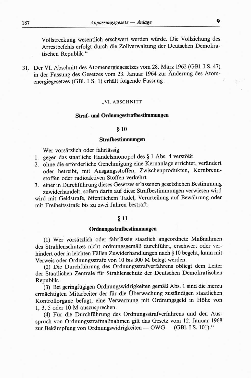 Strafgesetzbuch (StGB) der Deutschen Demokratischen Republik (DDR) und angrenzende Gesetze und Bestimmungen 1968, Seite 187 (StGB Ges. Best. DDR 1968, S. 187)