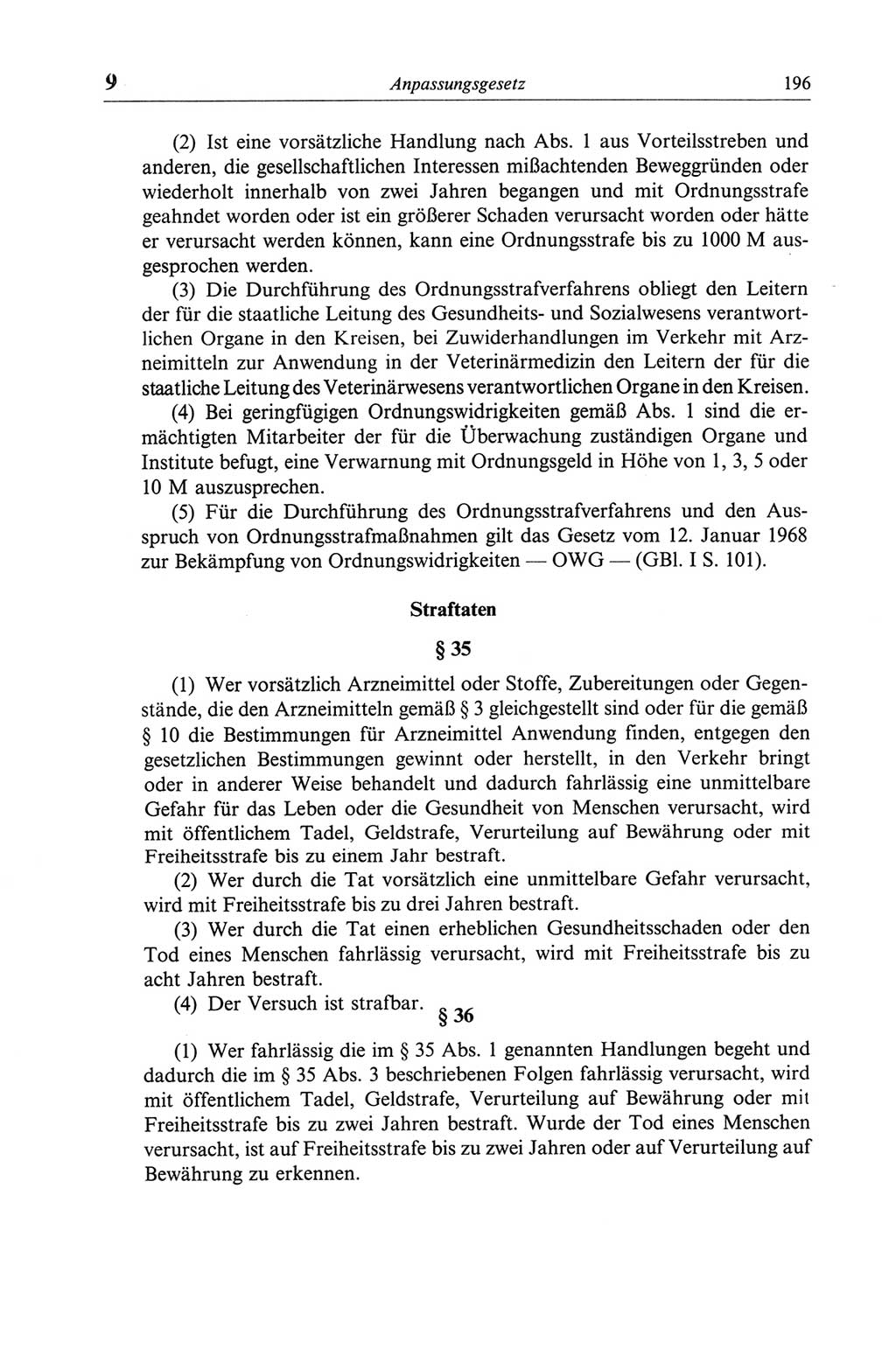 Strafgesetzbuch (StGB) der Deutschen Demokratischen Republik (DDR) und angrenzende Gesetze und Bestimmungen 1968, Seite 196 (StGB Ges. Best. DDR 1968, S. 196)