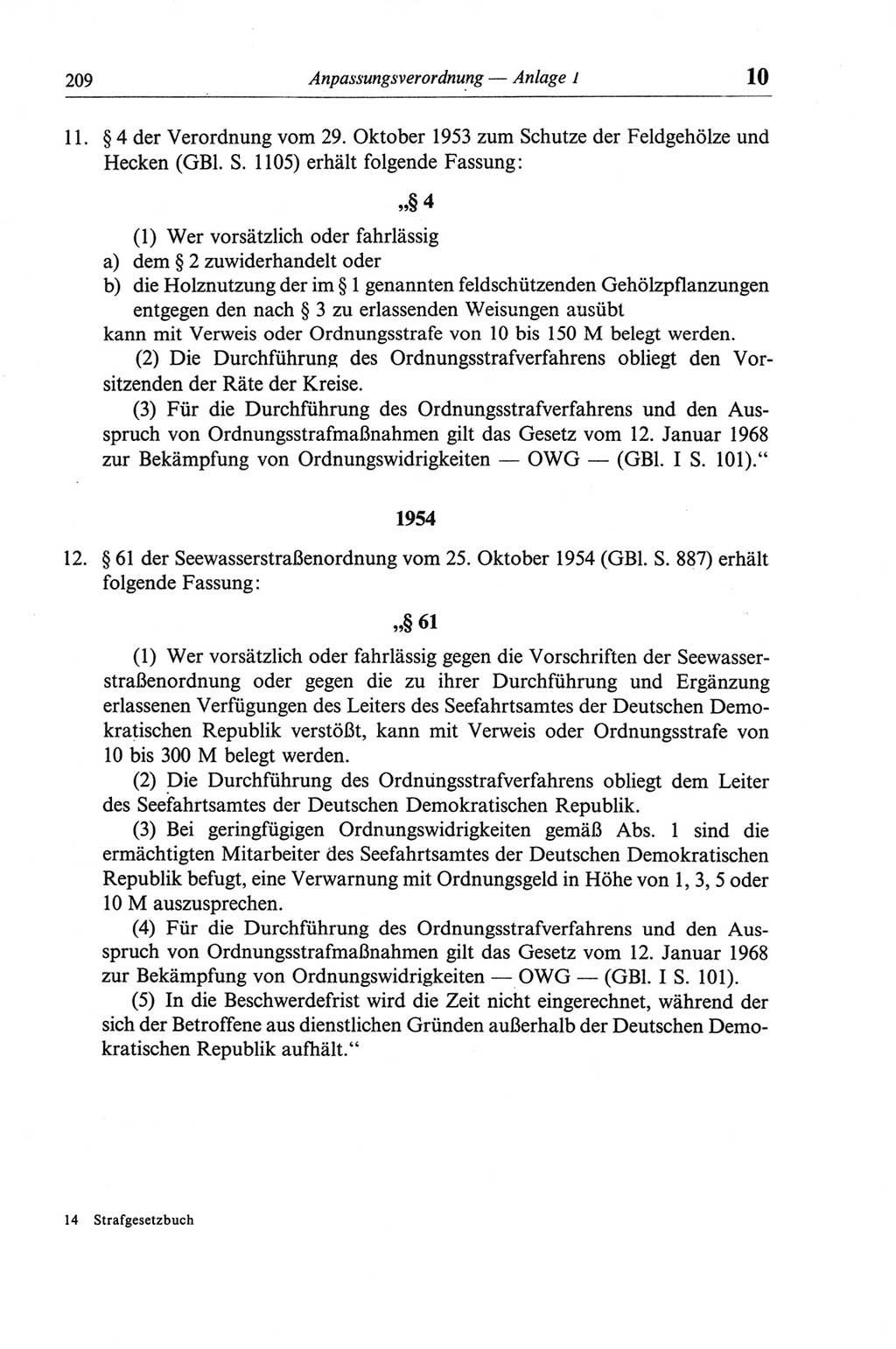 Strafgesetzbuch (StGB) der Deutschen Demokratischen Republik (DDR) und angrenzende Gesetze und Bestimmungen 1968, Seite 209 (StGB Ges. Best. DDR 1968, S. 209)