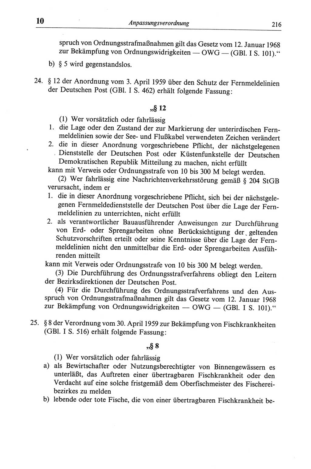 Strafgesetzbuch (StGB) der Deutschen Demokratischen Republik (DDR) und angrenzende Gesetze und Bestimmungen 1968, Seite 216 (StGB Ges. Best. DDR 1968, S. 216)