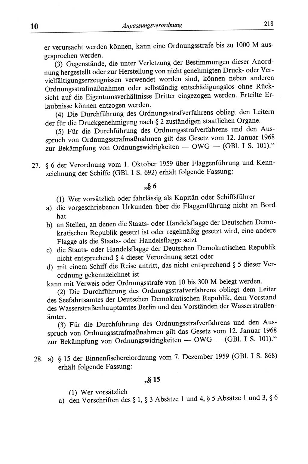 Strafgesetzbuch (StGB) der Deutschen Demokratischen Republik (DDR) und angrenzende Gesetze und Bestimmungen 1968, Seite 218 (StGB Ges. Best. DDR 1968, S. 218)