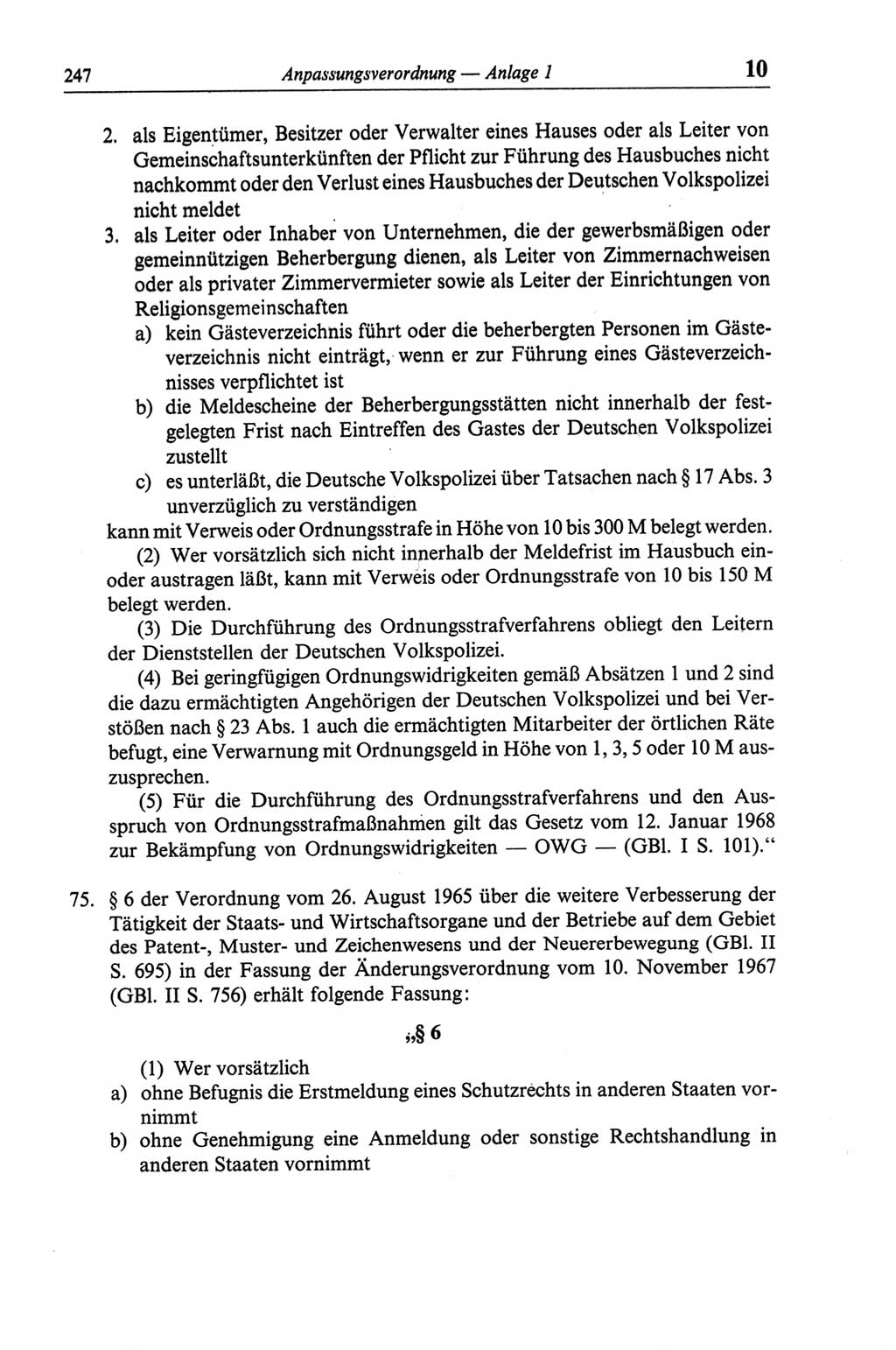 Strafgesetzbuch (StGB) der Deutschen Demokratischen Republik (DDR) und angrenzende Gesetze und Bestimmungen 1968, Seite 247 (StGB Ges. Best. DDR 1968, S. 247)