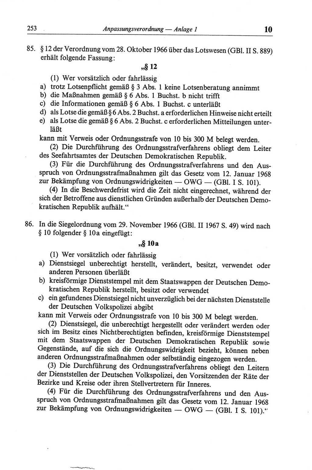Strafgesetzbuch (StGB) der Deutschen Demokratischen Republik (DDR) und angrenzende Gesetze und Bestimmungen 1968, Seite 253 (StGB Ges. Best. DDR 1968, S. 253)