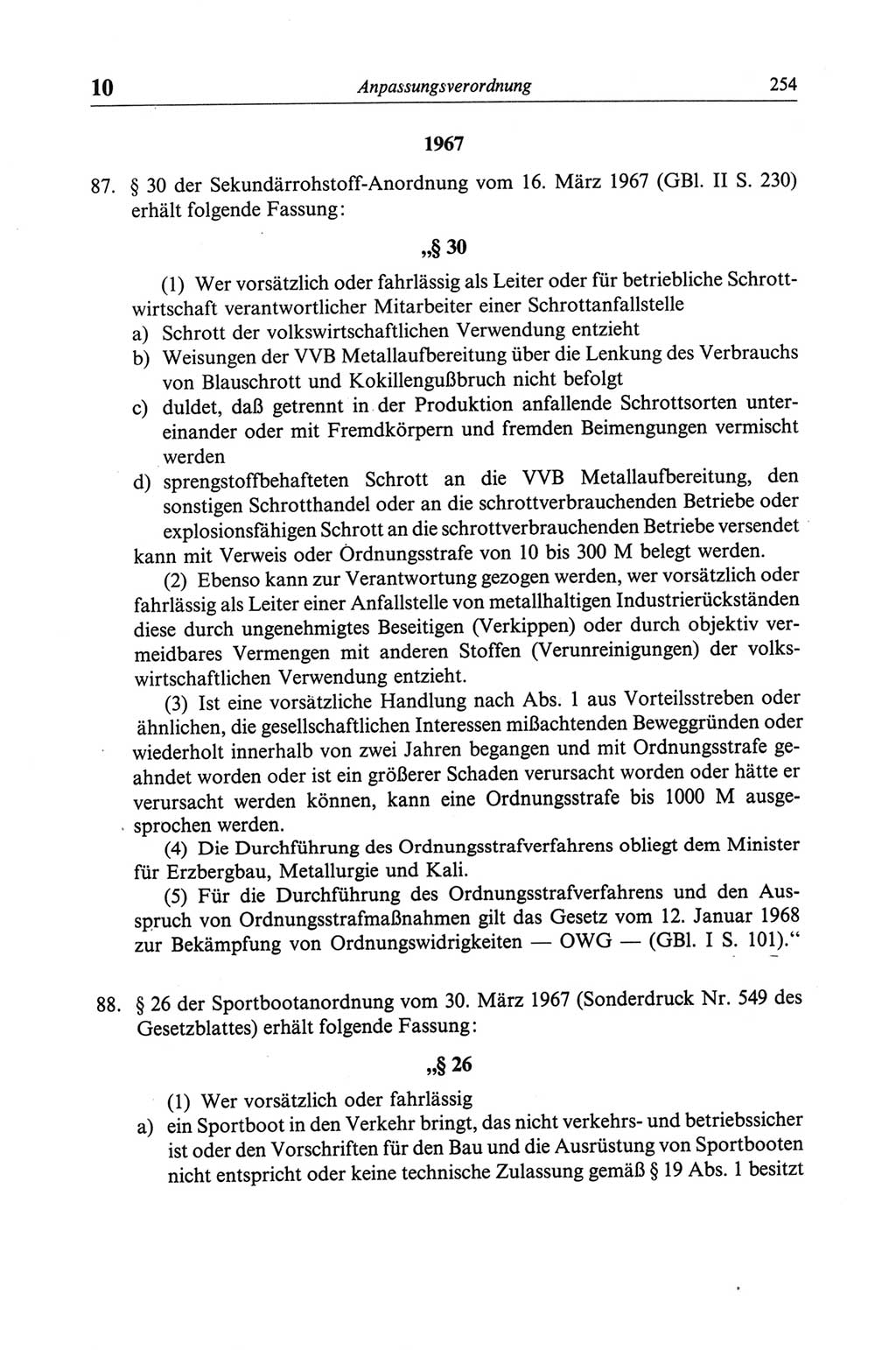 Strafgesetzbuch (StGB) der Deutschen Demokratischen Republik (DDR) und angrenzende Gesetze und Bestimmungen 1968, Seite 254 (StGB Ges. Best. DDR 1968, S. 254)