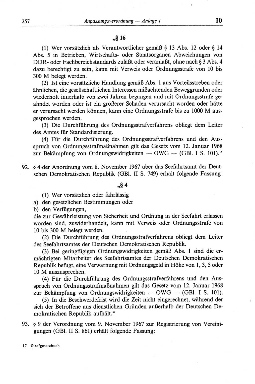 Strafgesetzbuch (StGB) der Deutschen Demokratischen Republik (DDR) und angrenzende Gesetze und Bestimmungen 1968, Seite 257 (StGB Ges. Best. DDR 1968, S. 257)