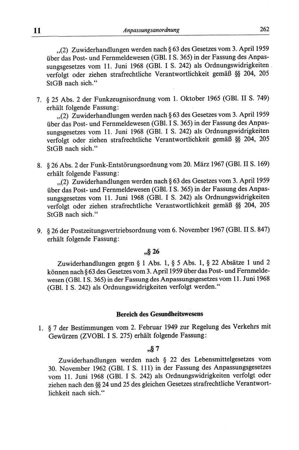 Strafgesetzbuch (StGB) der Deutschen Demokratischen Republik (DDR) und angrenzende Gesetze und Bestimmungen 1968, Seite 262 (StGB Ges. Best. DDR 1968, S. 262)
