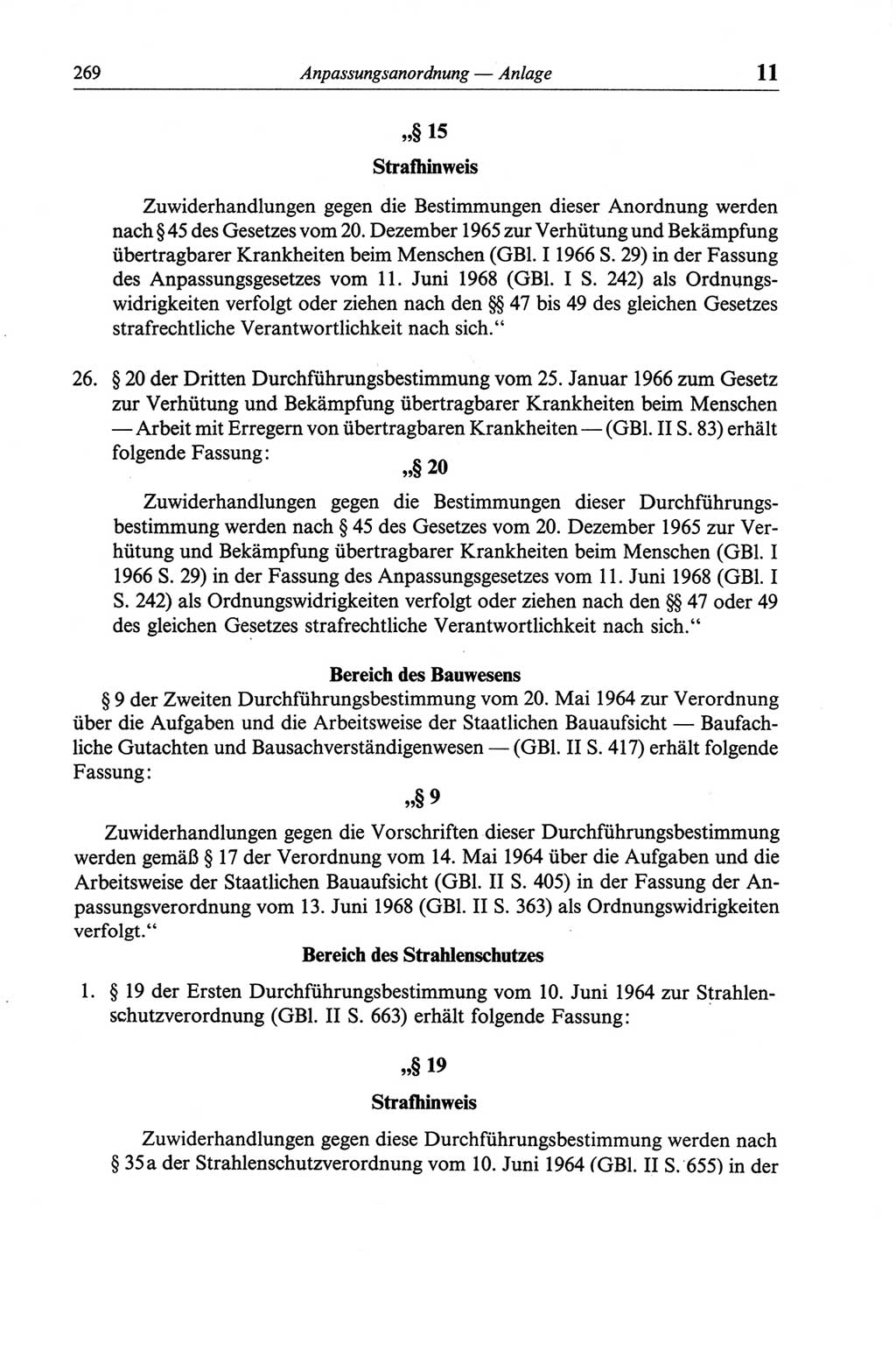 Strafgesetzbuch (StGB) der Deutschen Demokratischen Republik (DDR) und angrenzende Gesetze und Bestimmungen 1968, Seite 269 (StGB Ges. Best. DDR 1968, S. 269)