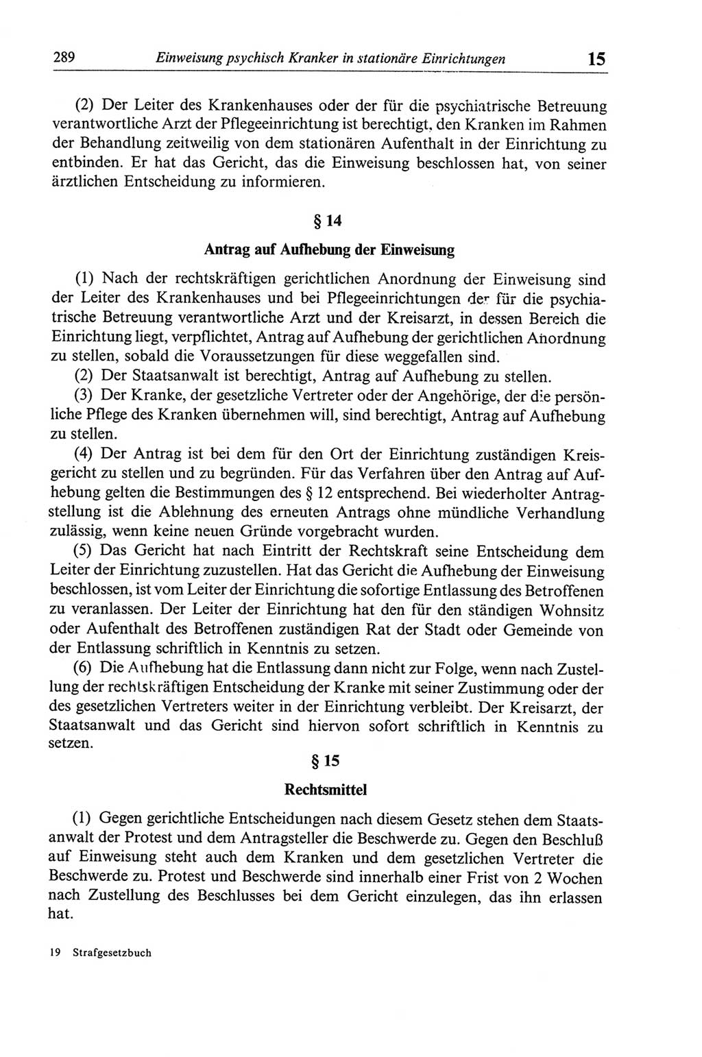 Strafgesetzbuch (StGB) der Deutschen Demokratischen Republik (DDR) und angrenzende Gesetze und Bestimmungen 1968, Seite 289 (StGB Ges. Best. DDR 1968, S. 289)