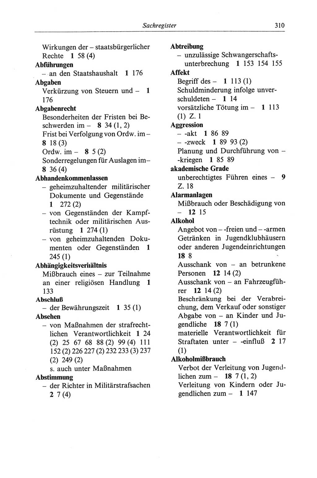 Strafgesetzbuch (StGB) der Deutschen Demokratischen Republik (DDR) und angrenzende Gesetze und Bestimmungen 1968, Seite 310 (StGB Ges. Best. DDR 1968, S. 310)