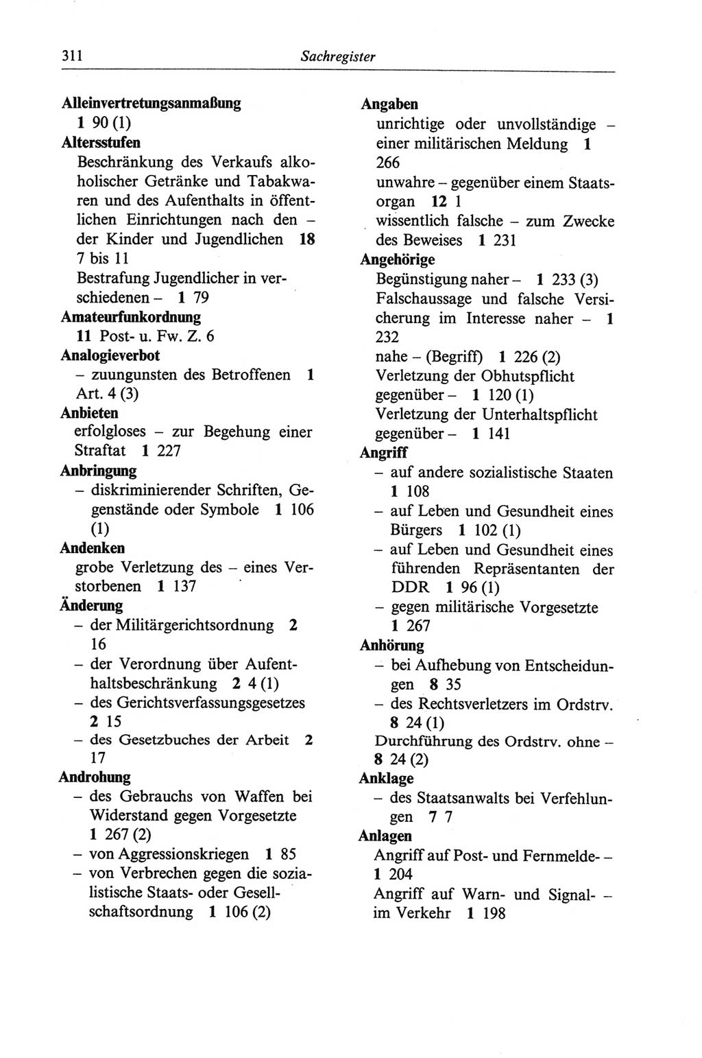 Strafgesetzbuch (StGB) der Deutschen Demokratischen Republik (DDR) und angrenzende Gesetze und Bestimmungen 1968, Seite 311 (StGB Ges. Best. DDR 1968, S. 311)