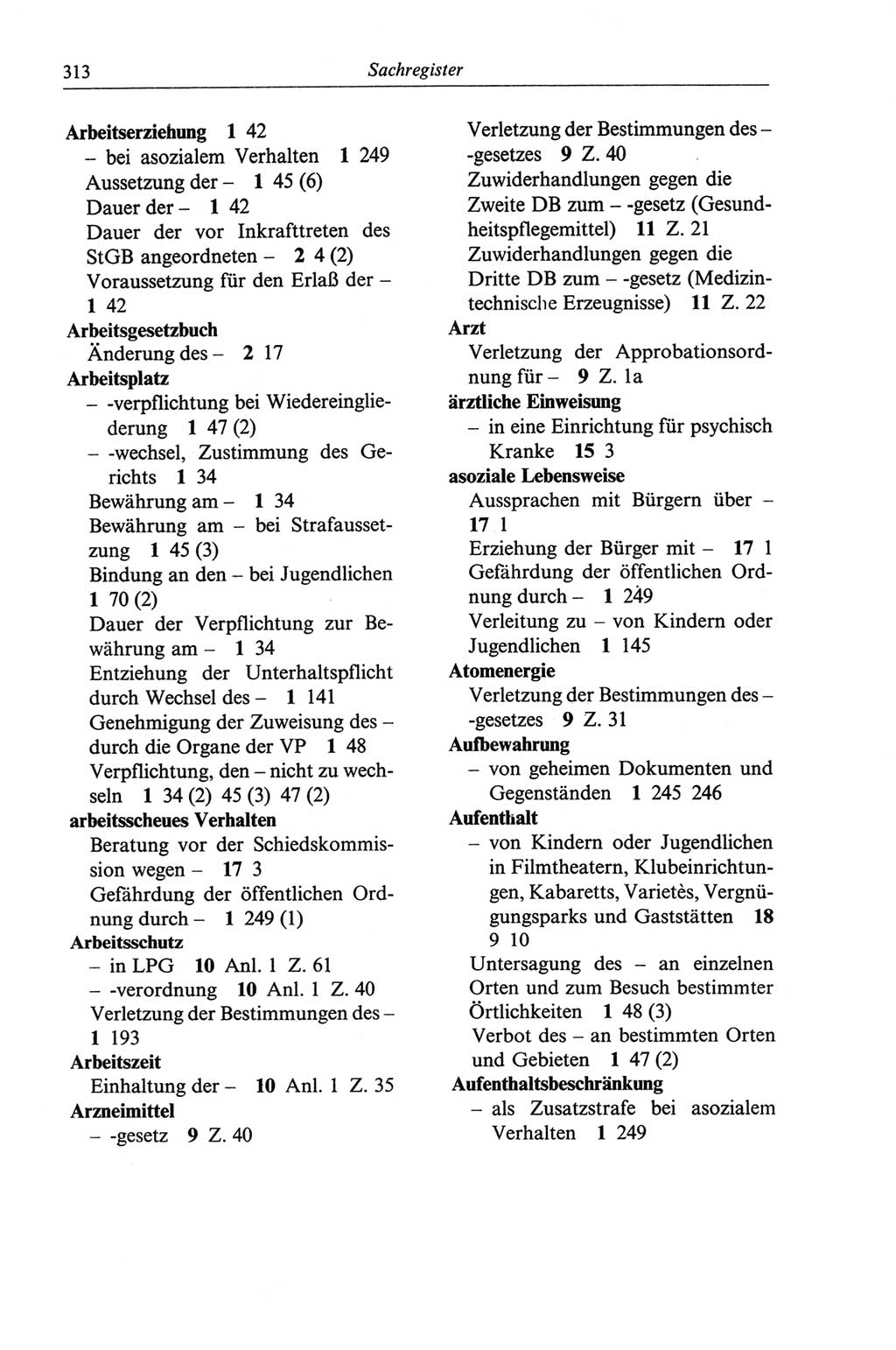 Strafgesetzbuch (StGB) der Deutschen Demokratischen Republik (DDR) und angrenzende Gesetze und Bestimmungen 1968, Seite 313 (StGB Ges. Best. DDR 1968, S. 313)