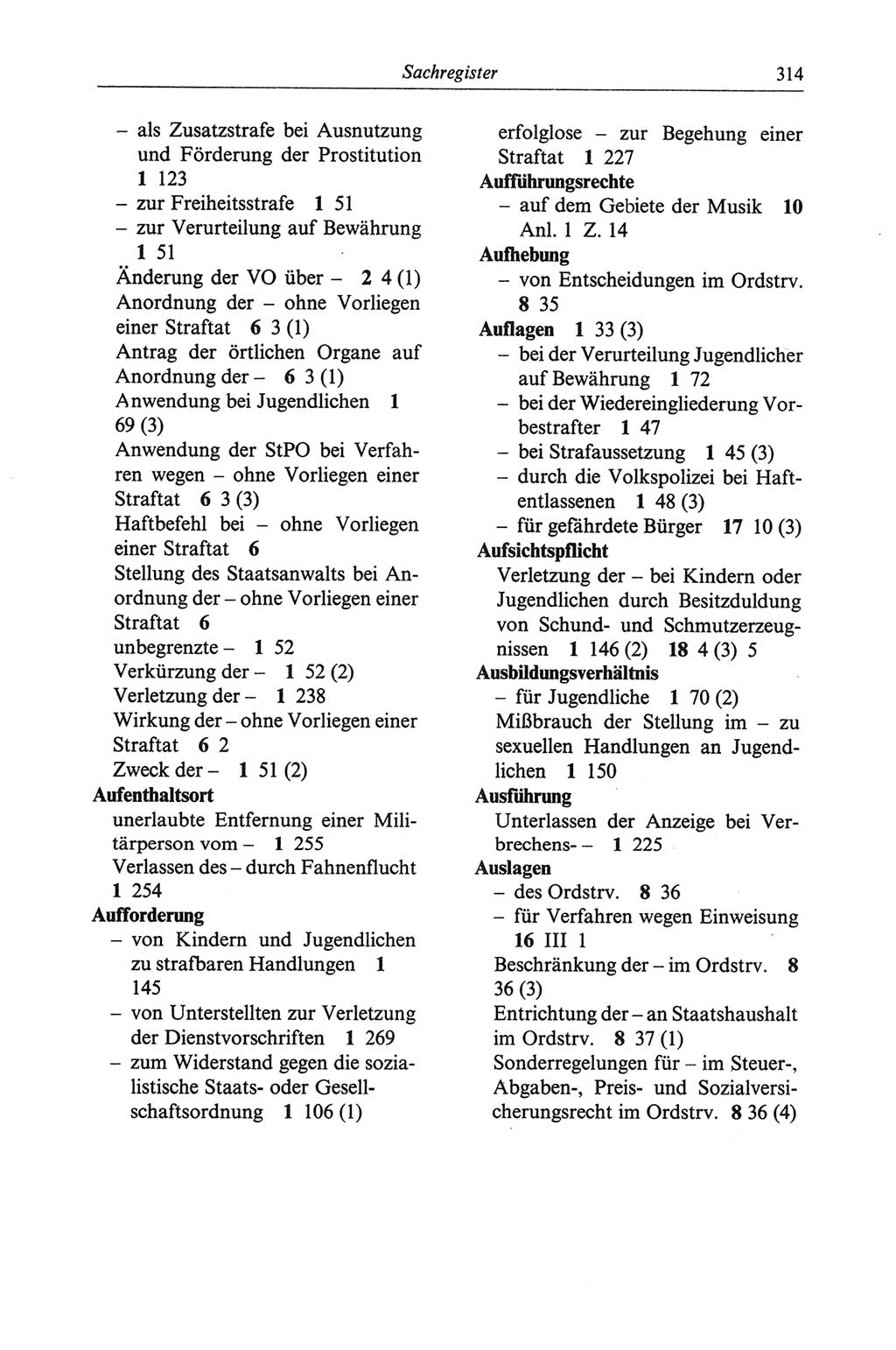 Strafgesetzbuch (StGB) der Deutschen Demokratischen Republik (DDR) und angrenzende Gesetze und Bestimmungen 1968, Seite 314 (StGB Ges. Best. DDR 1968, S. 314)