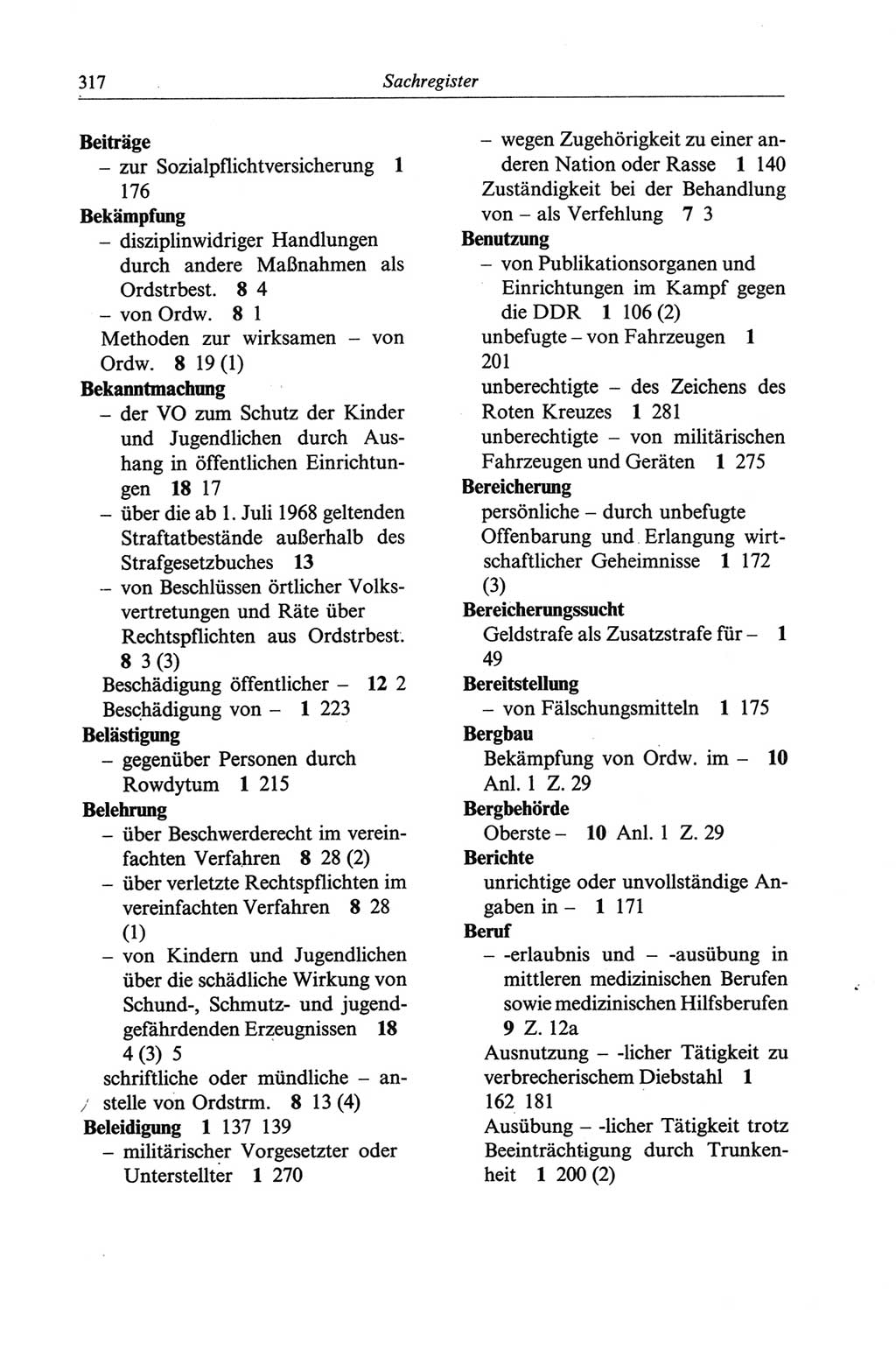 Strafgesetzbuch (StGB) der Deutschen Demokratischen Republik (DDR) und angrenzende Gesetze und Bestimmungen 1968, Seite 317 (StGB Ges. Best. DDR 1968, S. 317)