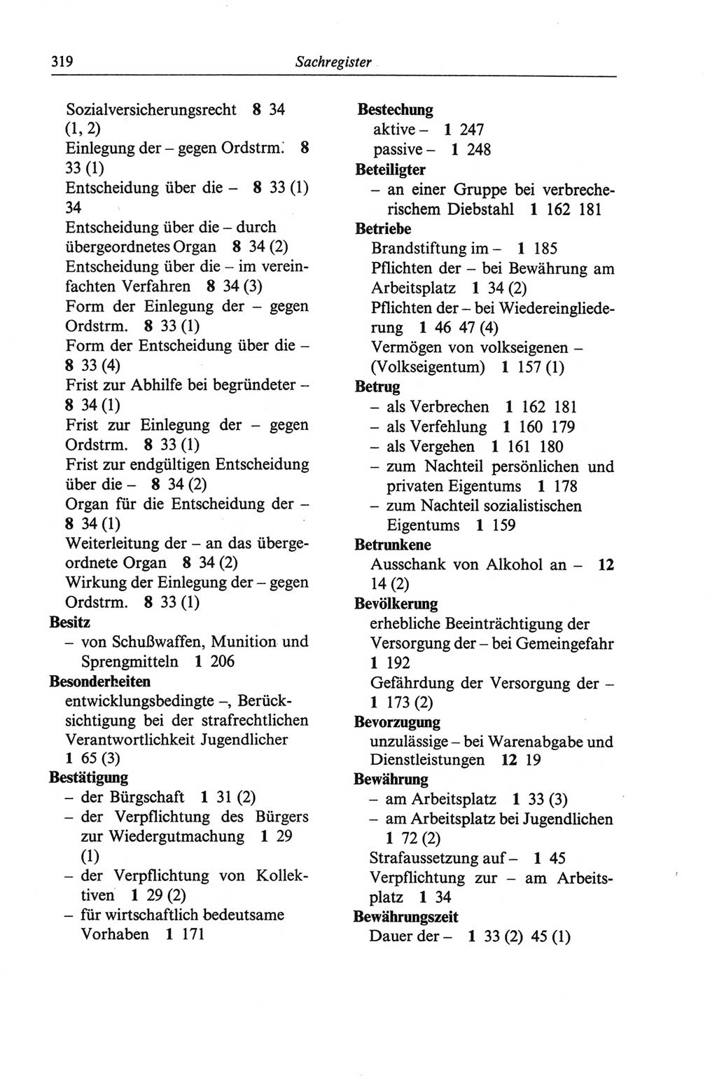 Strafgesetzbuch (StGB) der Deutschen Demokratischen Republik (DDR) und angrenzende Gesetze und Bestimmungen 1968, Seite 319 (StGB Ges. Best. DDR 1968, S. 319)