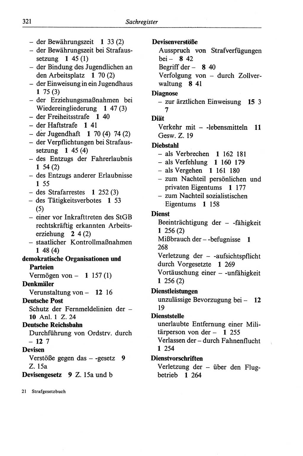 Strafgesetzbuch (StGB) der Deutschen Demokratischen Republik (DDR) und angrenzende Gesetze und Bestimmungen 1968, Seite 321 (StGB Ges. Best. DDR 1968, S. 321)