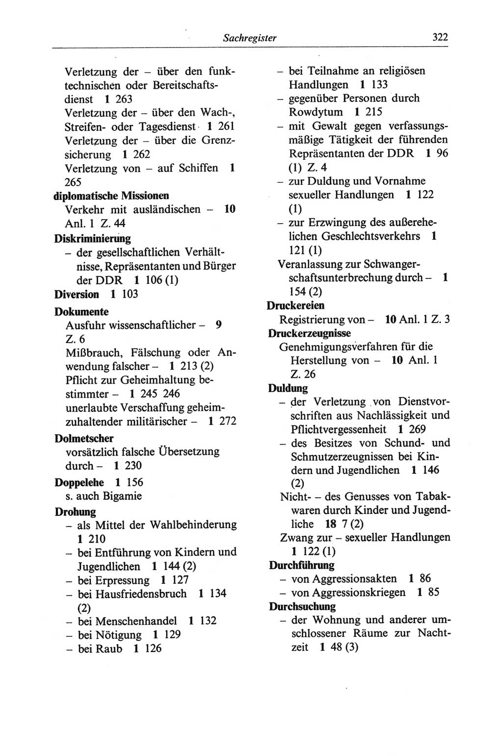Strafgesetzbuch (StGB) der Deutschen Demokratischen Republik (DDR) und angrenzende Gesetze und Bestimmungen 1968, Seite 322 (StGB Ges. Best. DDR 1968, S. 322)