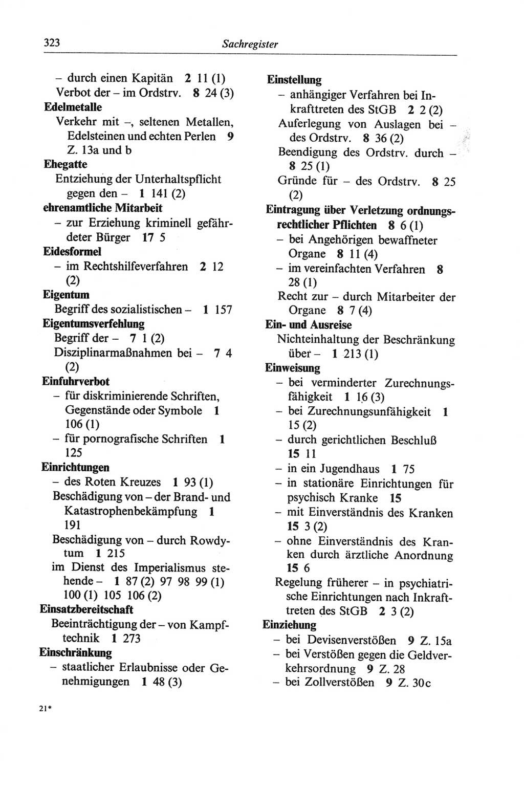 Strafgesetzbuch (StGB) der Deutschen Demokratischen Republik (DDR) und angrenzende Gesetze und Bestimmungen 1968, Seite 323 (StGB Ges. Best. DDR 1968, S. 323)