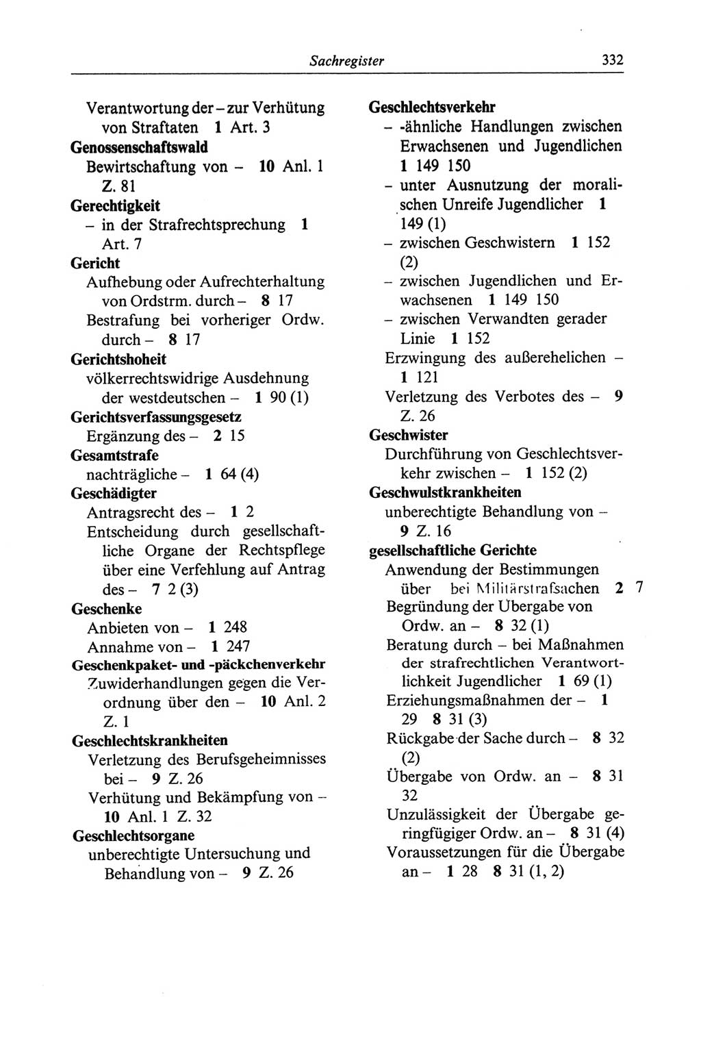 Strafgesetzbuch (StGB) der Deutschen Demokratischen Republik (DDR) und angrenzende Gesetze und Bestimmungen 1968, Seite 332 (StGB Ges. Best. DDR 1968, S. 332)
