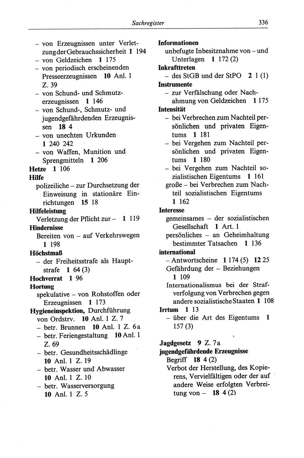 Strafgesetzbuch (StGB) der Deutschen Demokratischen Republik (DDR) und angrenzende Gesetze und Bestimmungen 1968, Seite 336 (StGB Ges. Best. DDR 1968, S. 336)