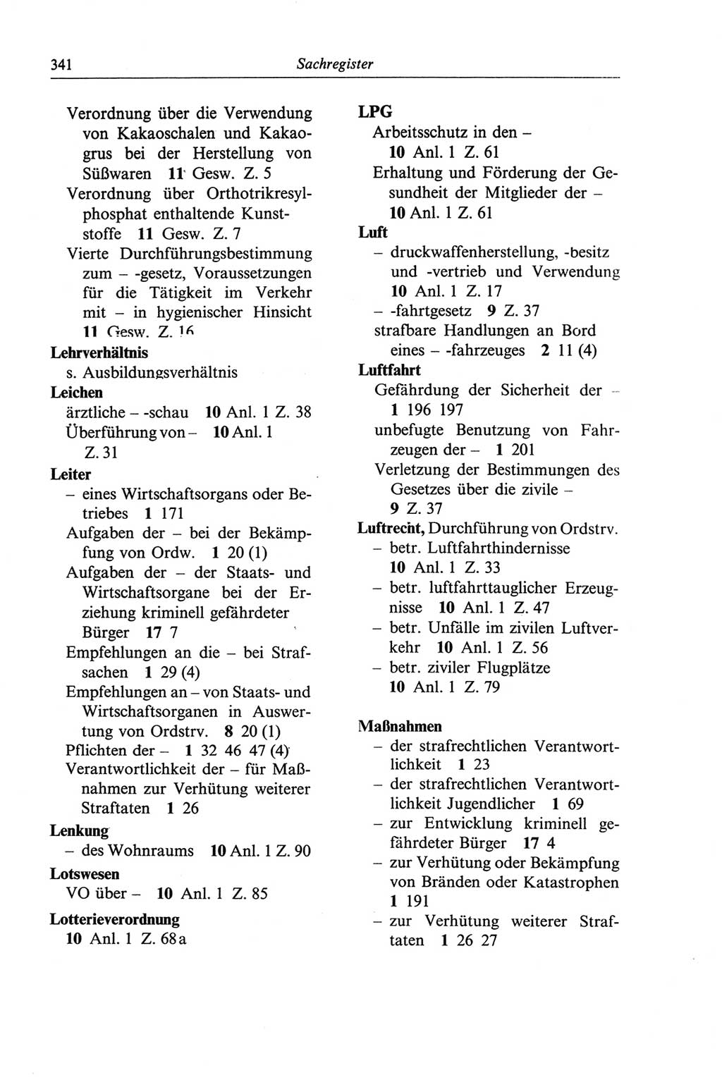 Strafgesetzbuch (StGB) der Deutschen Demokratischen Republik (DDR) und angrenzende Gesetze und Bestimmungen 1968, Seite 341 (StGB Ges. Best. DDR 1968, S. 341)