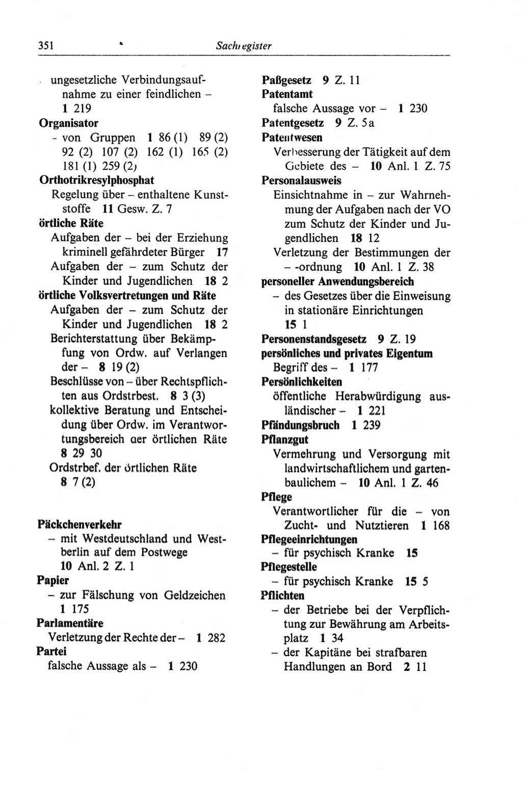Strafgesetzbuch (StGB) der Deutschen Demokratischen Republik (DDR) und angrenzende Gesetze und Bestimmungen 1968, Seite 351 (StGB Ges. Best. DDR 1968, S. 351)