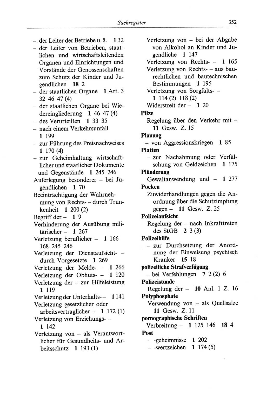 Strafgesetzbuch (StGB) der Deutschen Demokratischen Republik (DDR) und angrenzende Gesetze und Bestimmungen 1968, Seite 352 (StGB Ges. Best. DDR 1968, S. 352)