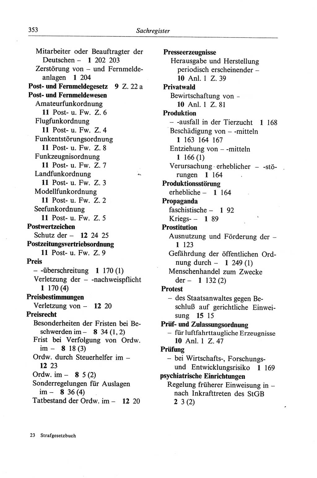 Strafgesetzbuch (StGB) der Deutschen Demokratischen Republik (DDR) und angrenzende Gesetze und Bestimmungen 1968, Seite 353 (StGB Ges. Best. DDR 1968, S. 353)