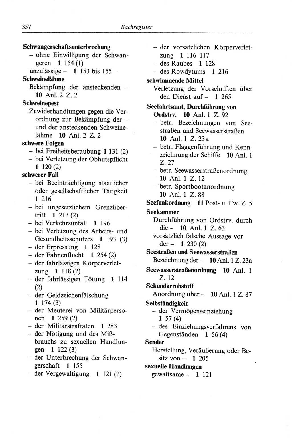 Strafgesetzbuch (StGB) der Deutschen Demokratischen Republik (DDR) und angrenzende Gesetze und Bestimmungen 1968, Seite 357 (StGB Ges. Best. DDR 1968, S. 357)