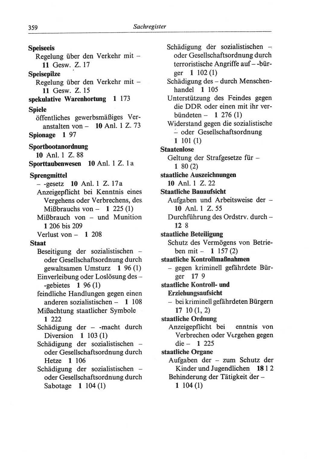 Strafgesetzbuch (StGB) der Deutschen Demokratischen Republik (DDR) und angrenzende Gesetze und Bestimmungen 1968, Seite 359 (StGB Ges. Best. DDR 1968, S. 359)