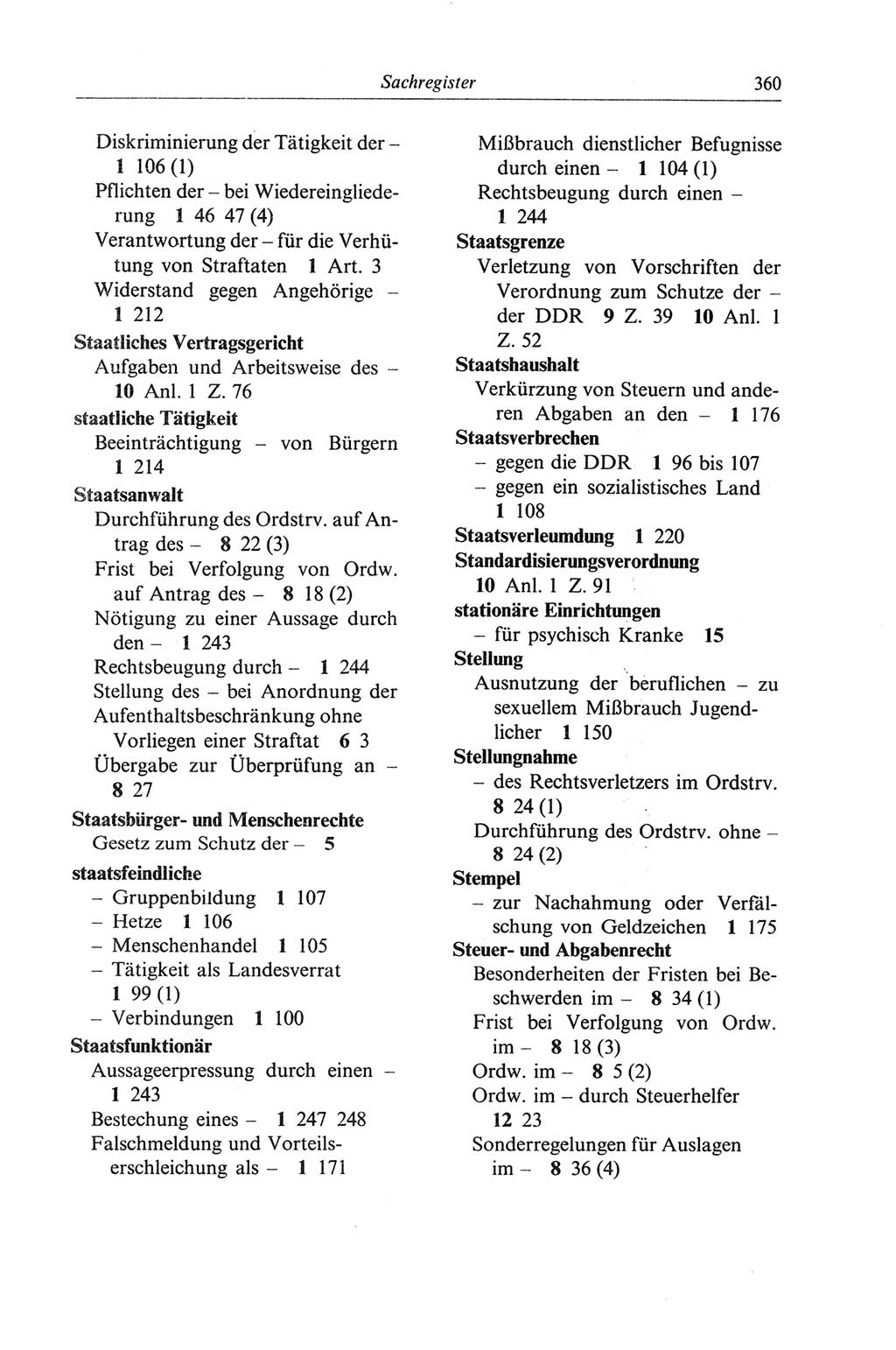 Strafgesetzbuch (StGB) der Deutschen Demokratischen Republik (DDR) und angrenzende Gesetze und Bestimmungen 1968, Seite 360 (StGB Ges. Best. DDR 1968, S. 360)