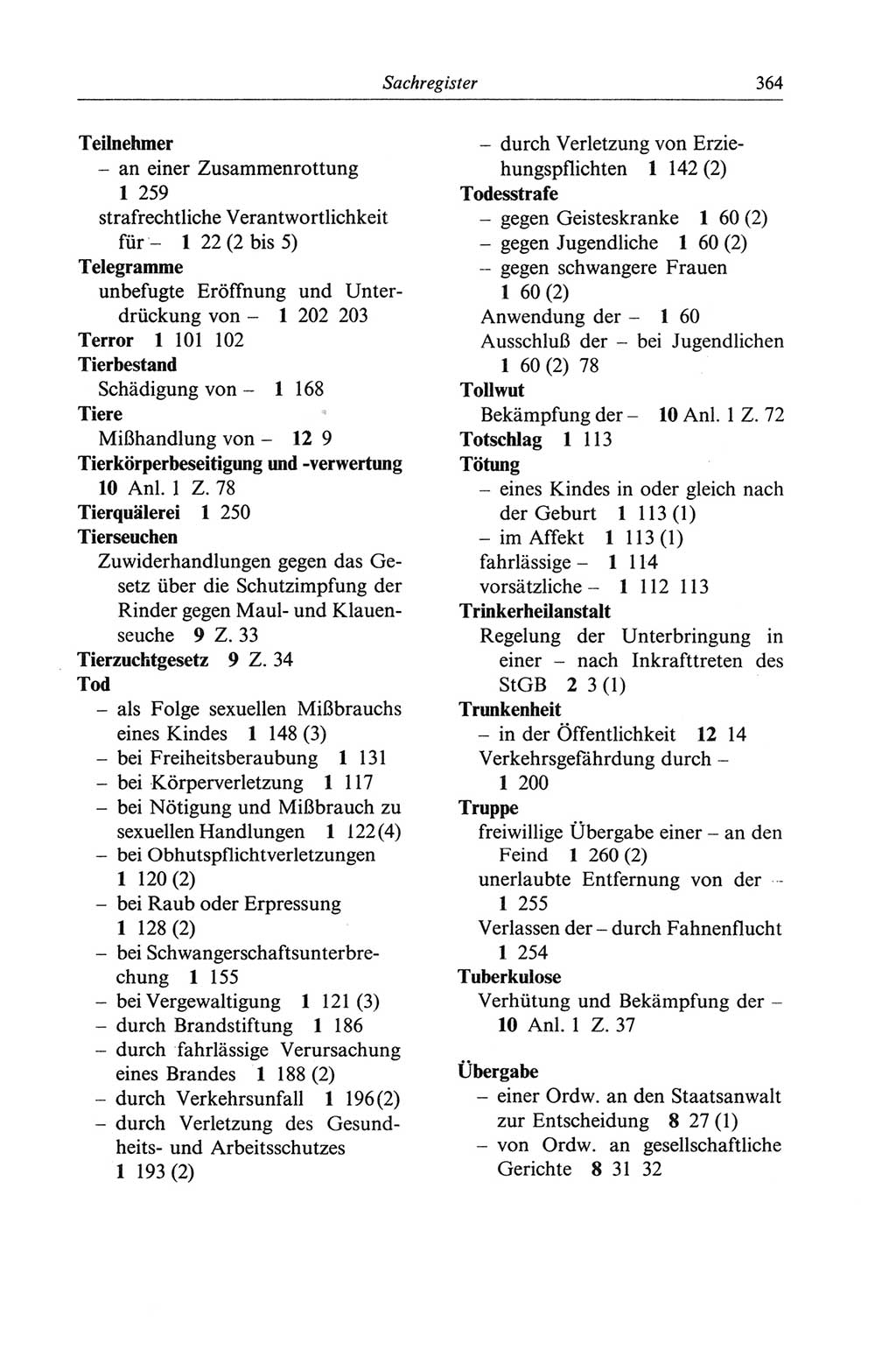 Strafgesetzbuch (StGB) der Deutschen Demokratischen Republik (DDR) und angrenzende Gesetze und Bestimmungen 1968, Seite 364 (StGB Ges. Best. DDR 1968, S. 364)