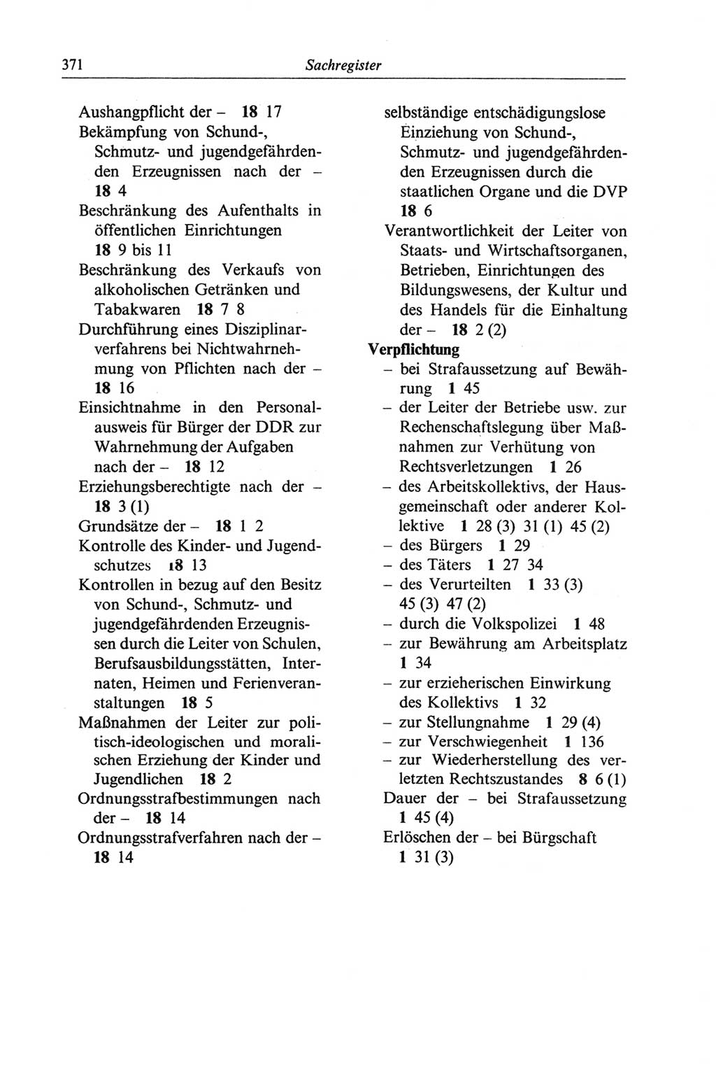 Strafgesetzbuch (StGB) der Deutschen Demokratischen Republik (DDR) und angrenzende Gesetze und Bestimmungen 1968, Seite 371 (StGB Ges. Best. DDR 1968, S. 371)