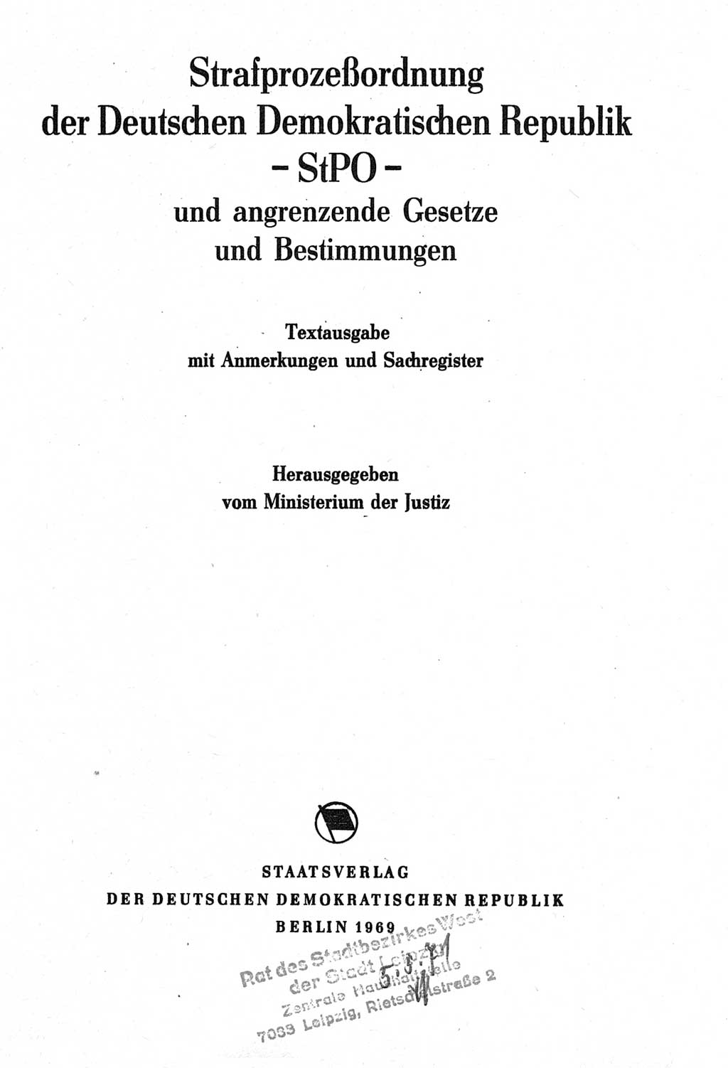 Strafprozeßordnung (StPO) der Deutschen Demokratischen Republik (DDR) und angrenzende Gesetze und Bestimmungen 1968, Seite 3 (StPO Ges. Bstgn. DDR 1968, S. 3)