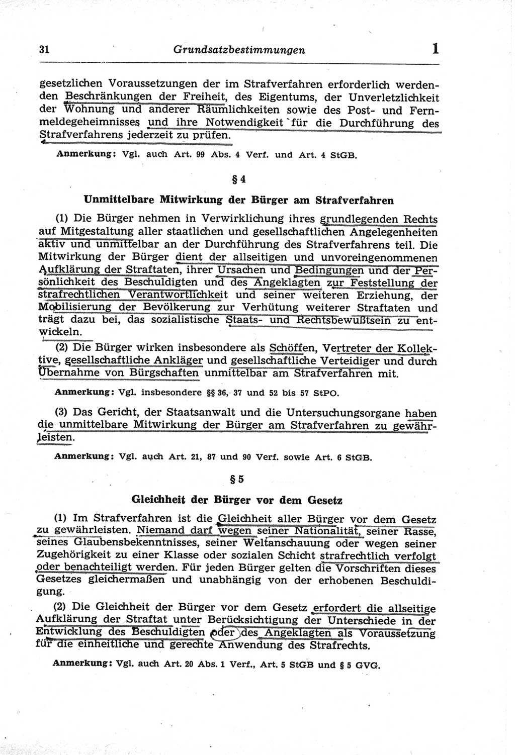 Strafprozeßordnung (StPO) der Deutschen Demokratischen Republik (DDR) und angrenzende Gesetze und Bestimmungen 1968, Seite 31 (StPO Ges. Bstgn. DDR 1968, S. 31)