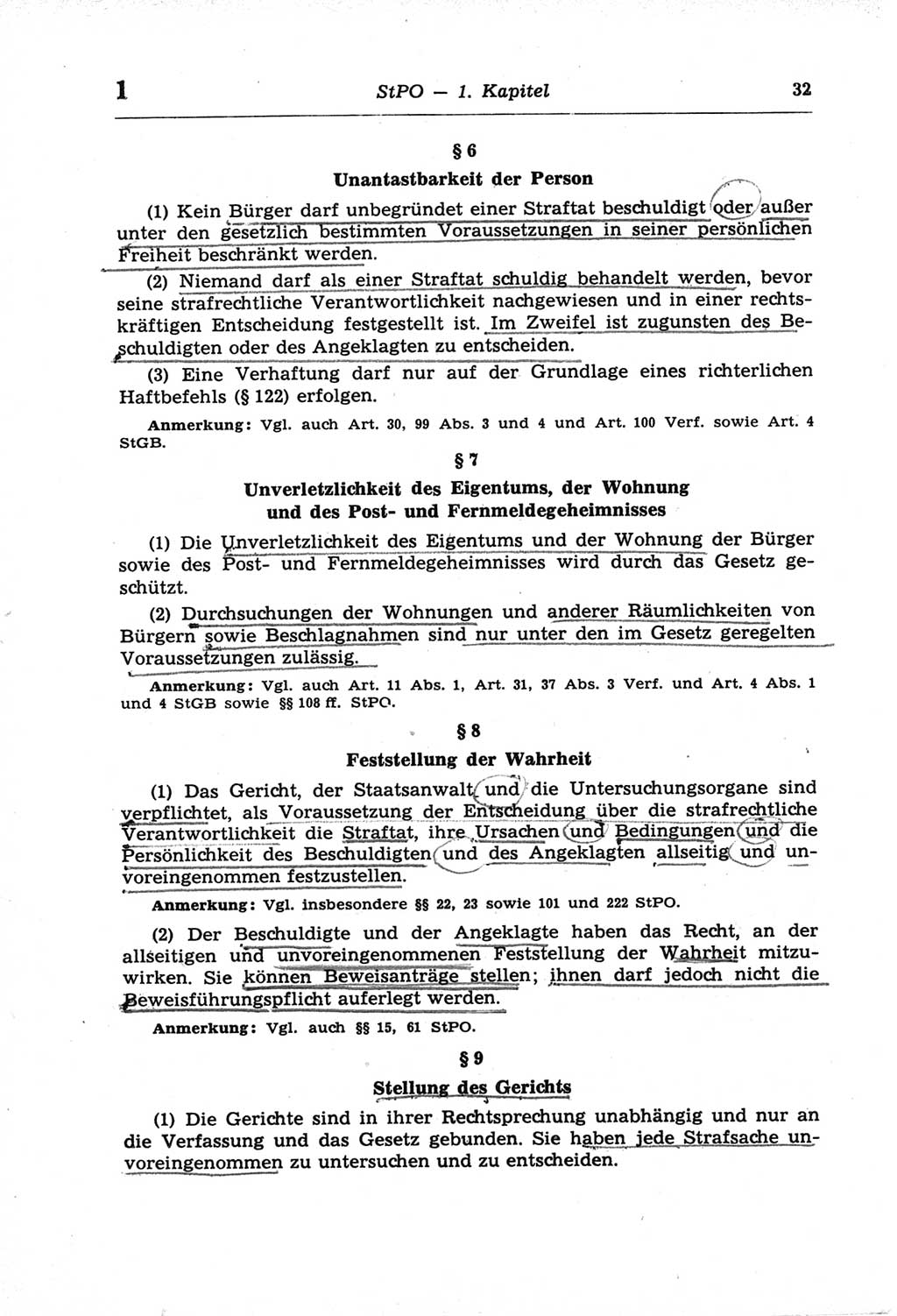 Strafprozeßordnung (StPO) der Deutschen Demokratischen Republik (DDR) und angrenzende Gesetze und Bestimmungen 1968, Seite 32 (StPO Ges. Bstgn. DDR 1968, S. 32)